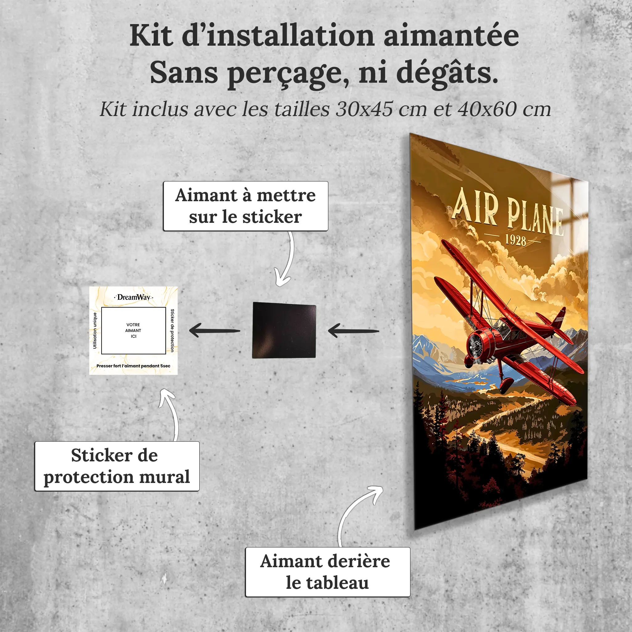 tableau-avion-vintage-avec-installation-aimantee | DreamWay