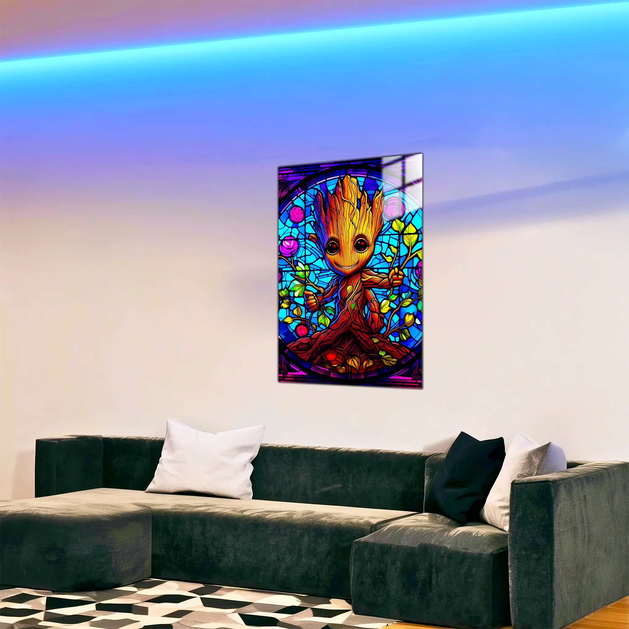 tableau-bebe-groot-vitrail-dans-le-salon | DreamWay