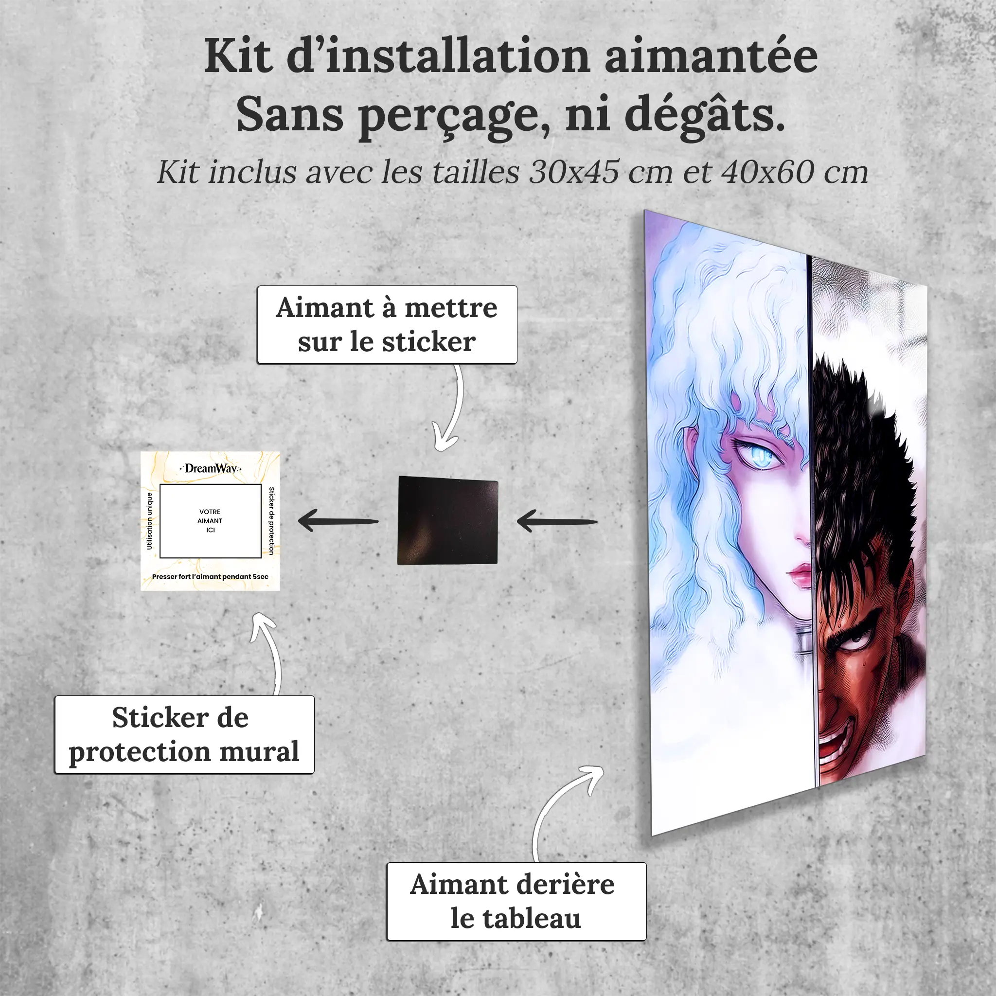 tableau-berserk-guts-et-griffith-avec-installation-aimantee | DreamWay