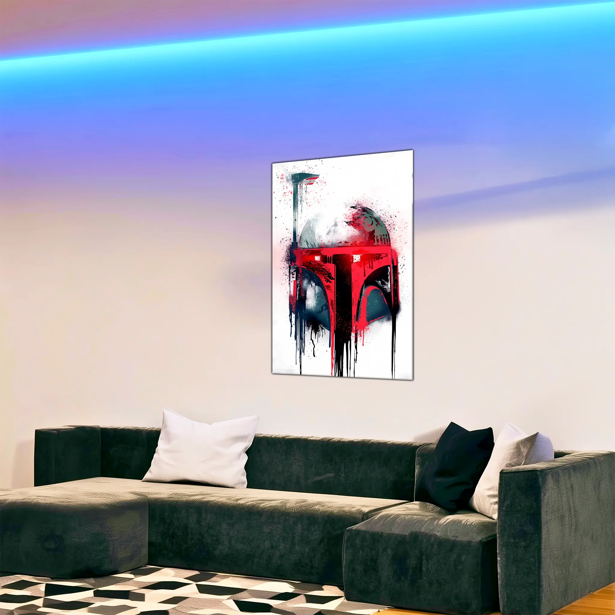 tableau-boba-fett-casque-dans-le-salon | DreamWay