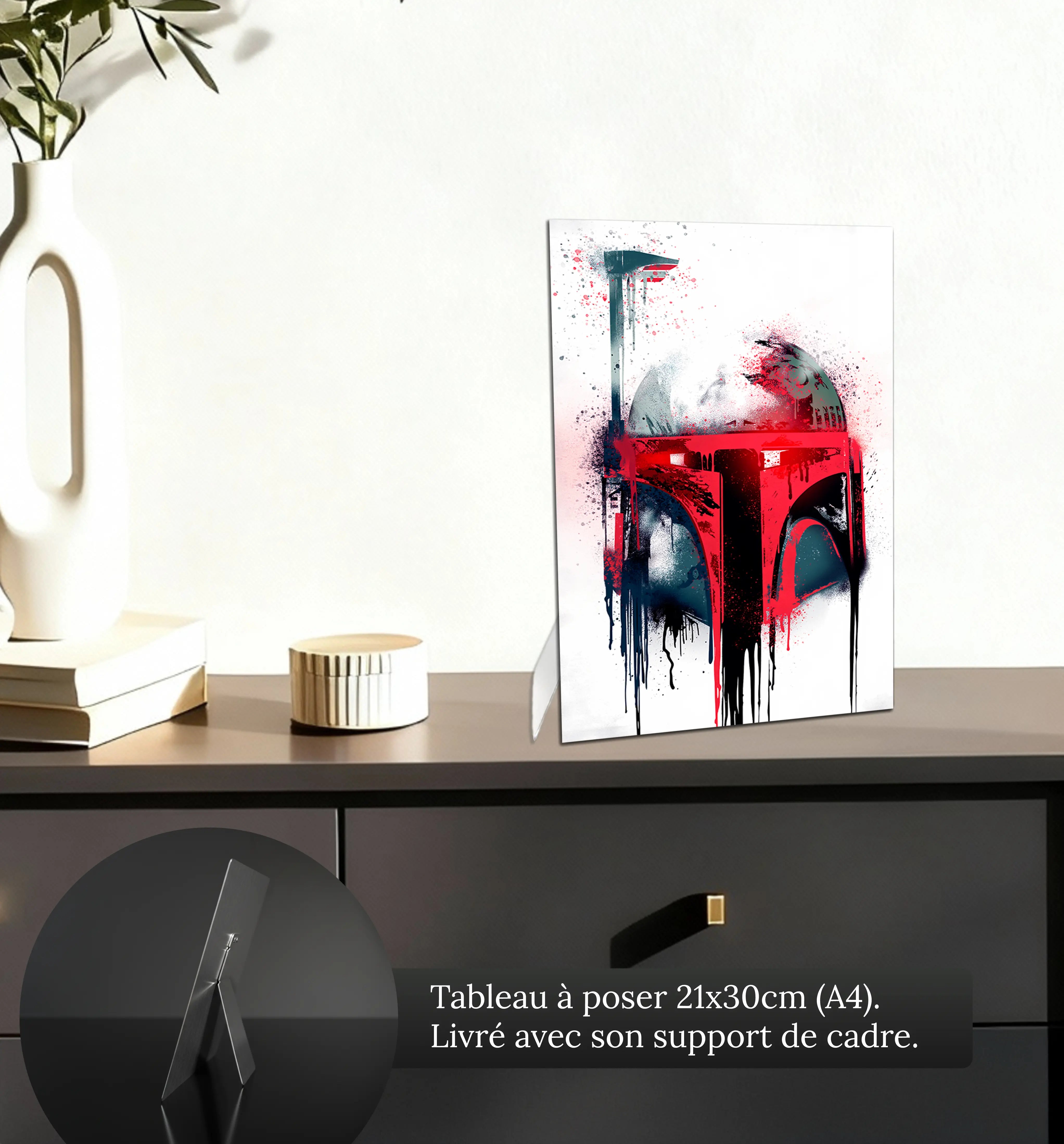 tableau-boba-fett-casque-petit-format-a-poser-sur-meuble | DreamWay