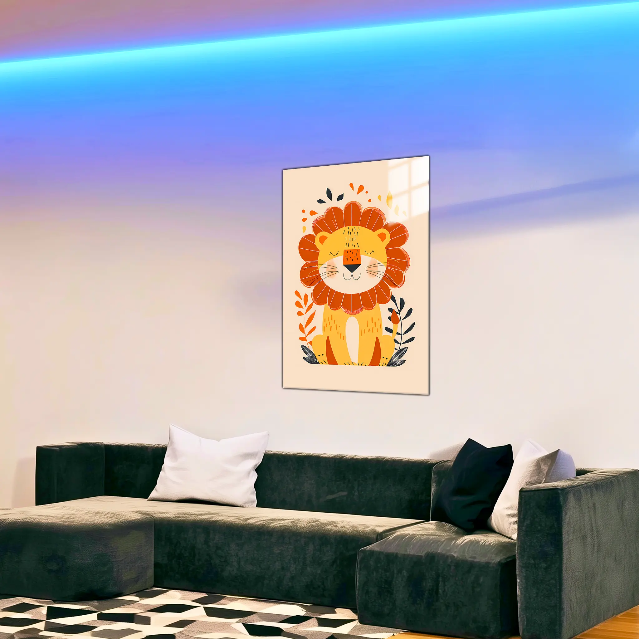 tableau-boheme-enfant-lion-dans-le-salon | DreamWay
