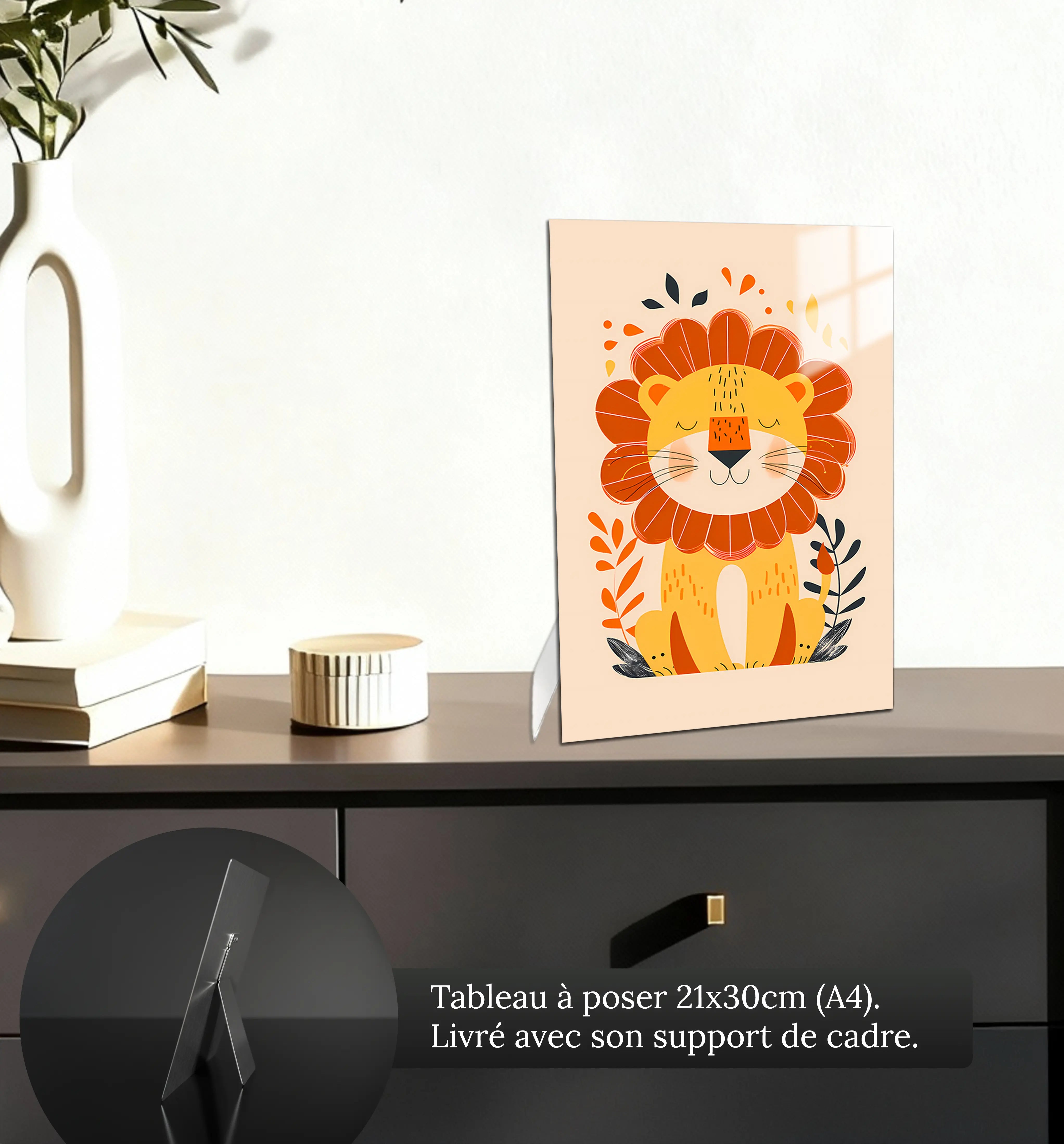 tableau-boheme-enfant-lion-petit-format-a-poser-sur-meuble | DreamWay