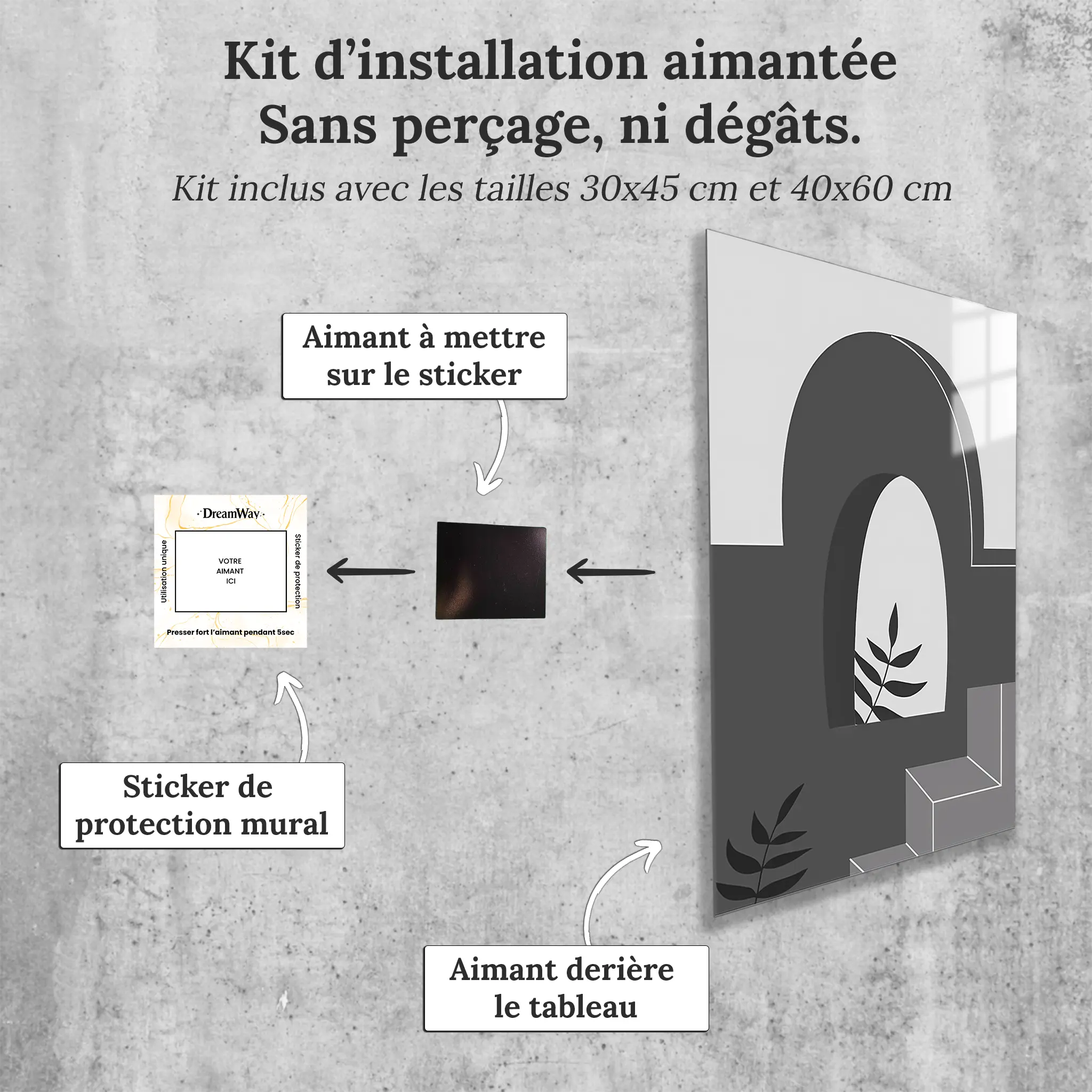 tableau-boheme-noir-et-blanc-avec-installation-aimantee | DreamWay