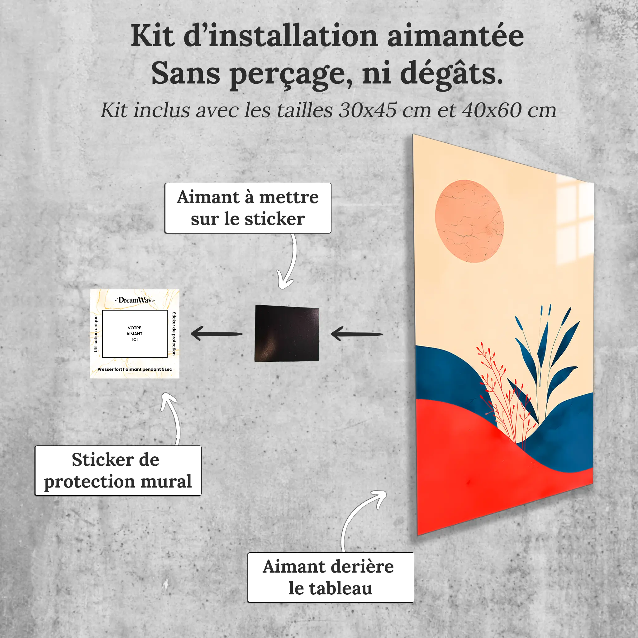 tableau-bohemebleu-rouge-avec-installation-aimantee | DreamWay
