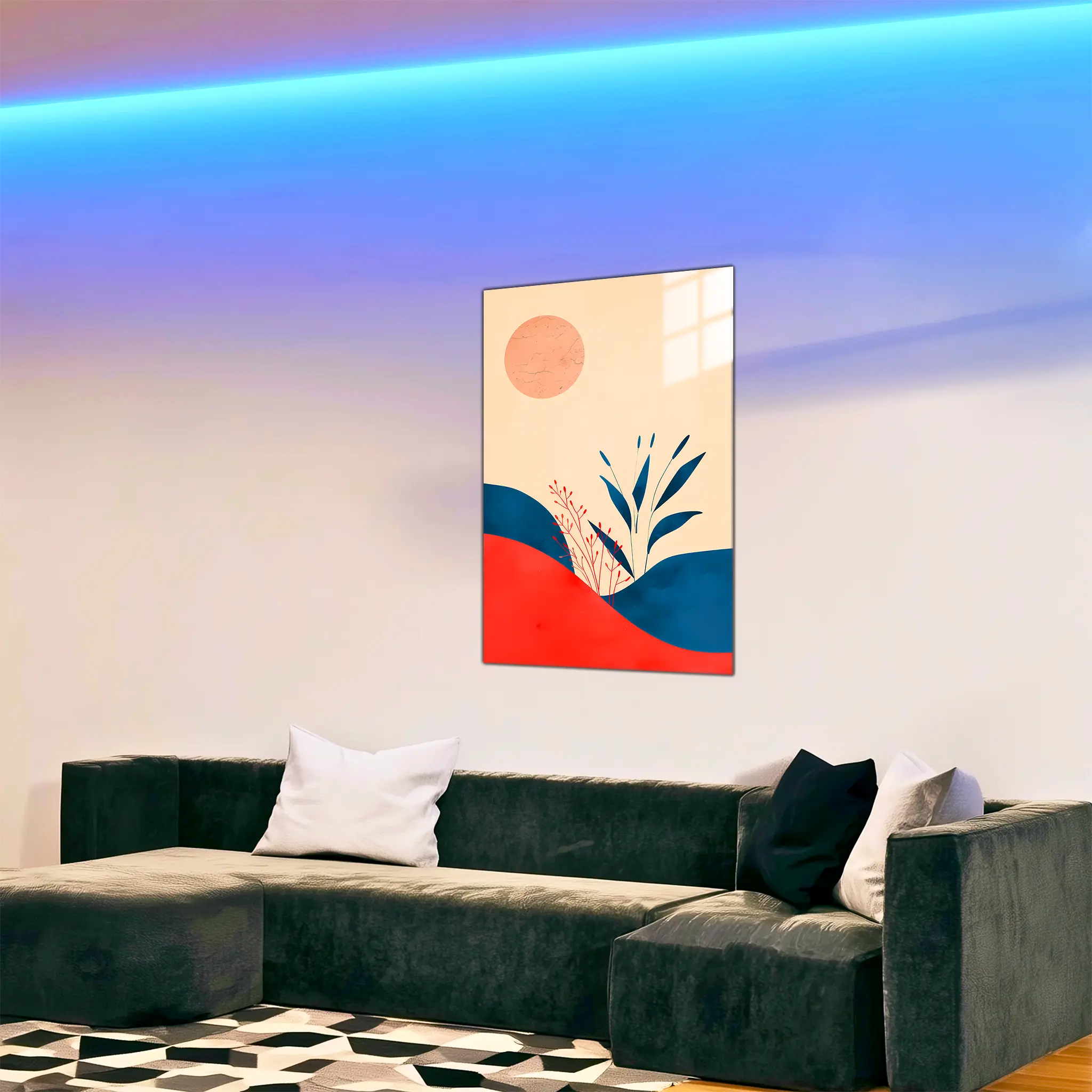 tableau-bohemebleu-rouge-dans-le-salon | DreamWay