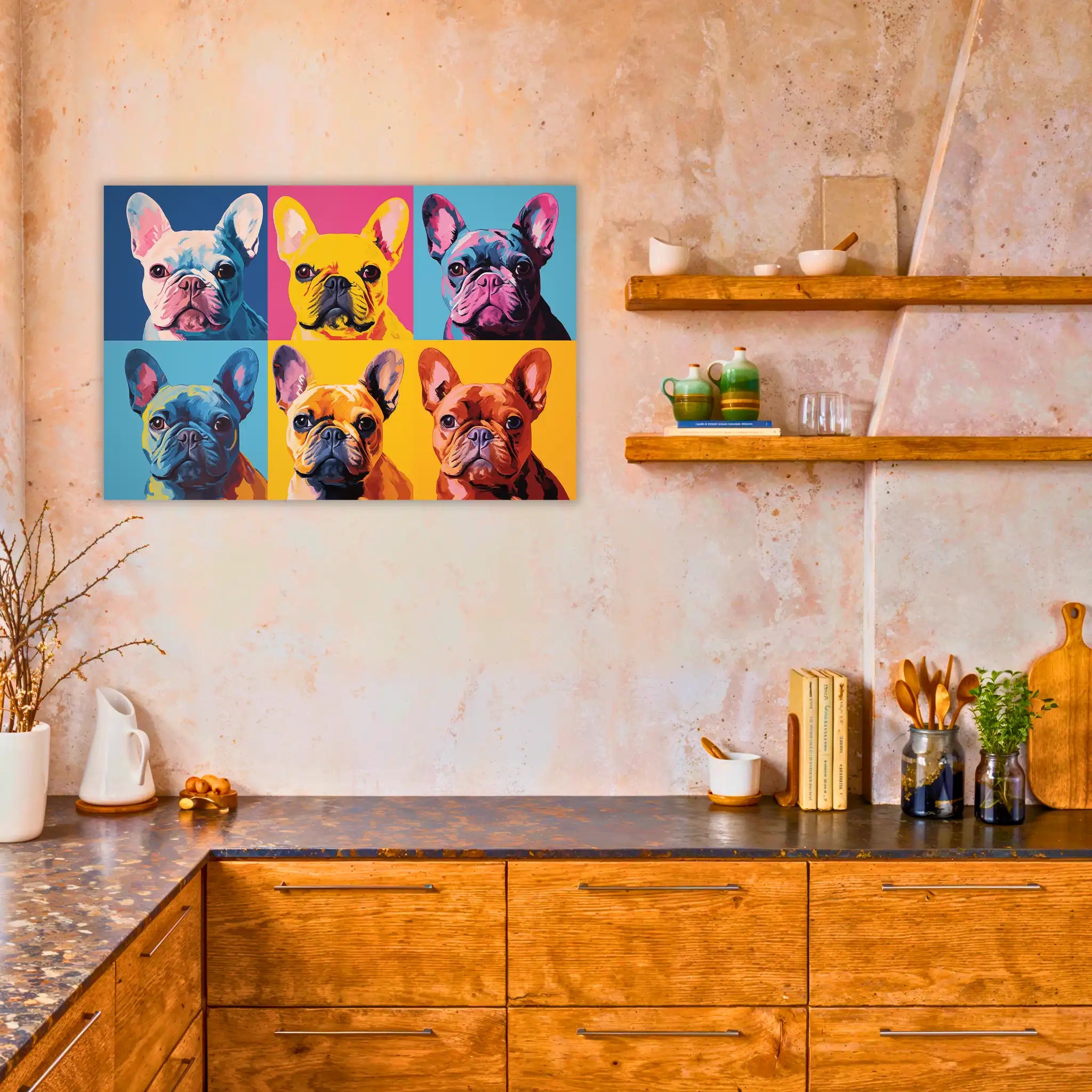 tableau-bouledogue-pop-art-dans-la-cuisine | DreamWay