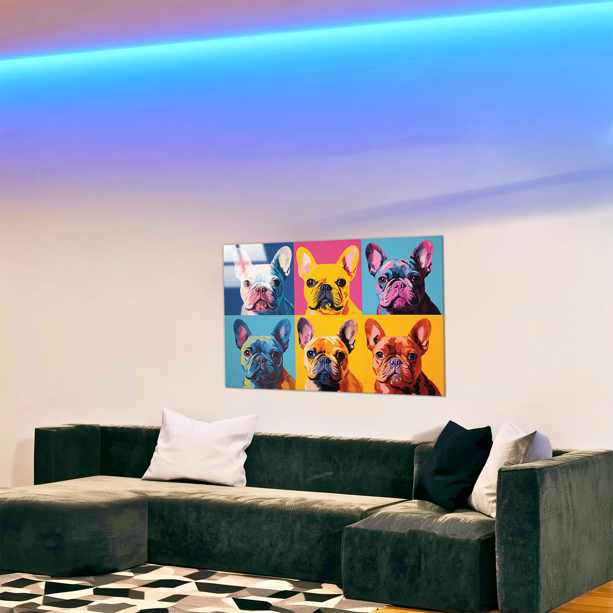 tableau-bouledogue-pop-art-dans-le-salon | DreamWay