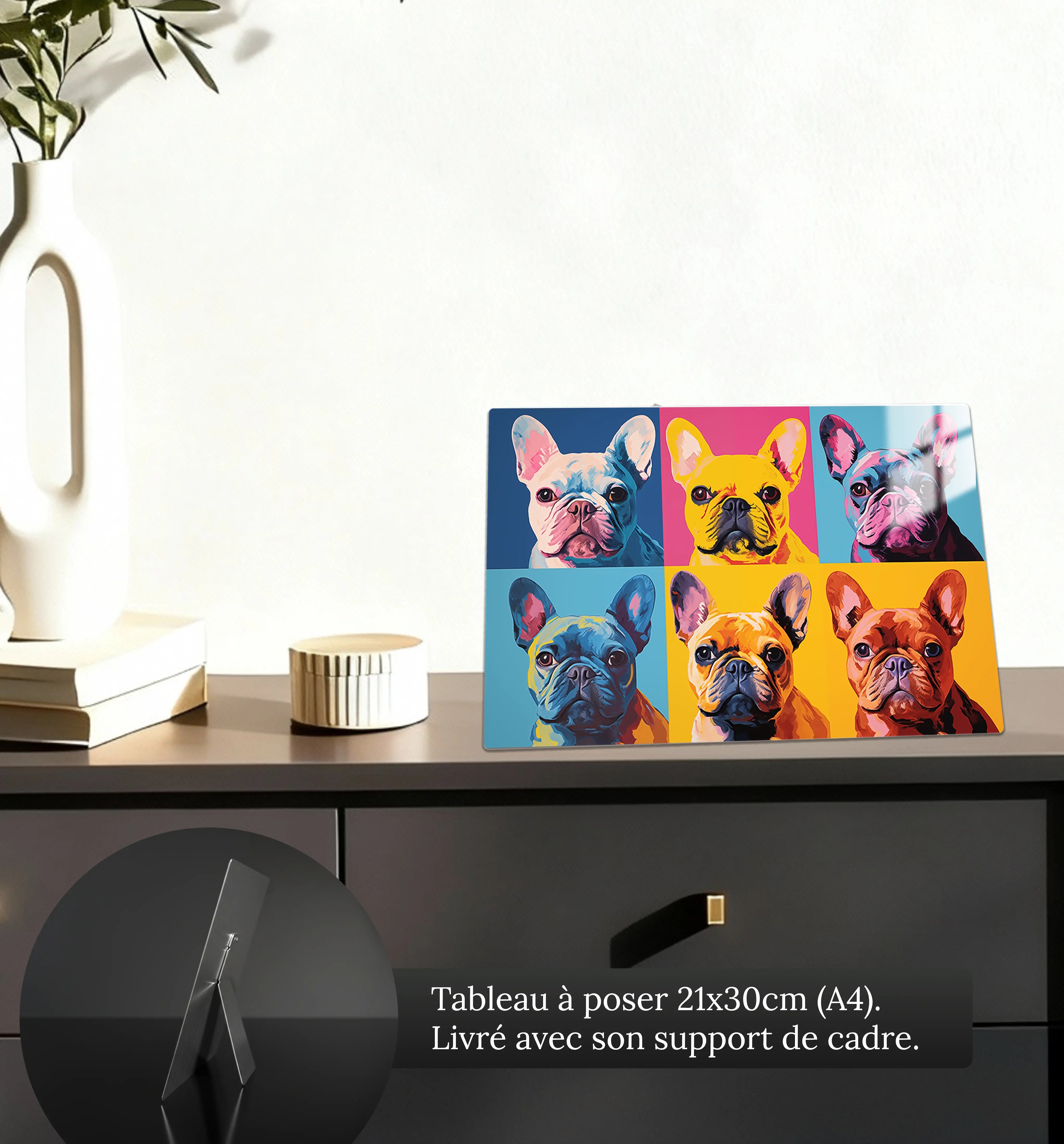 tableau-bouledogue-pop-art-petit-format-a-poser-sur-meuble | DreamWay