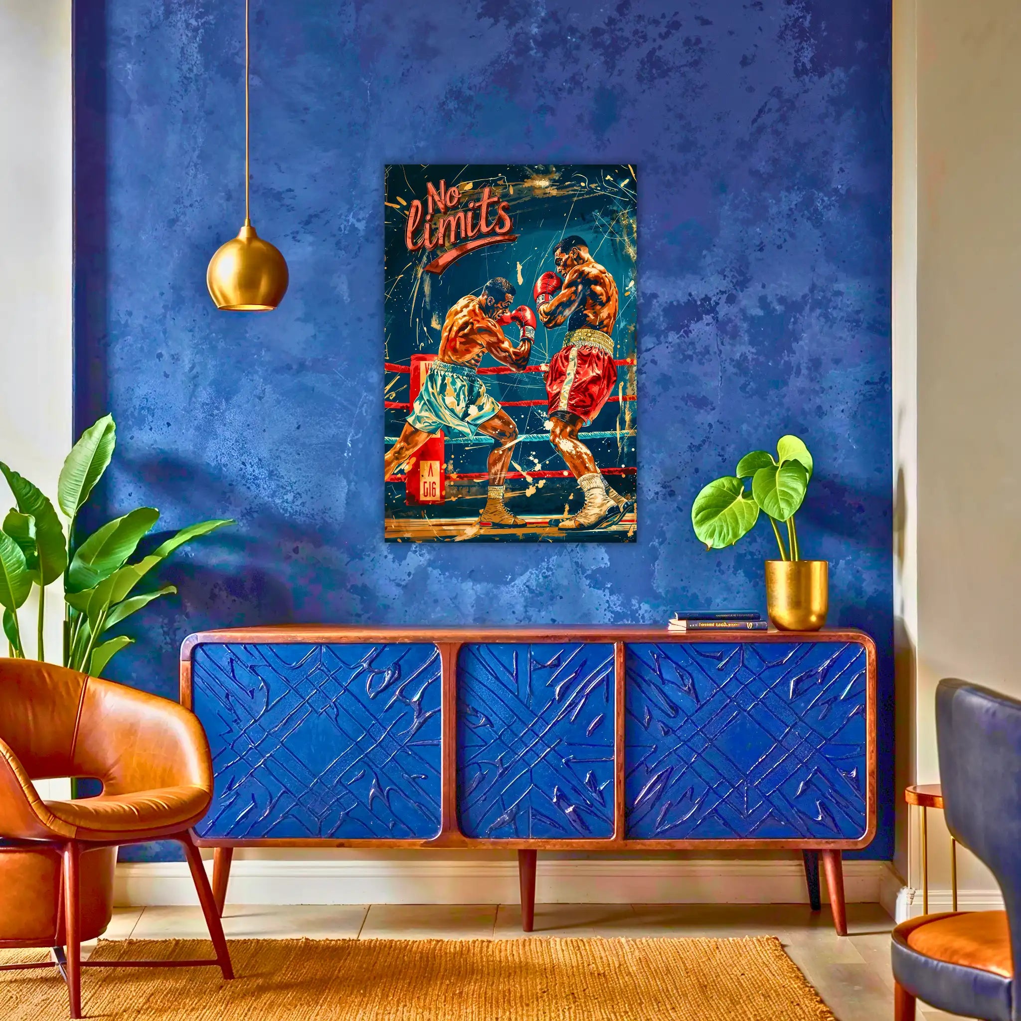 tableau-boxe-vintage-au-dessus-du-buffet | DreamWay