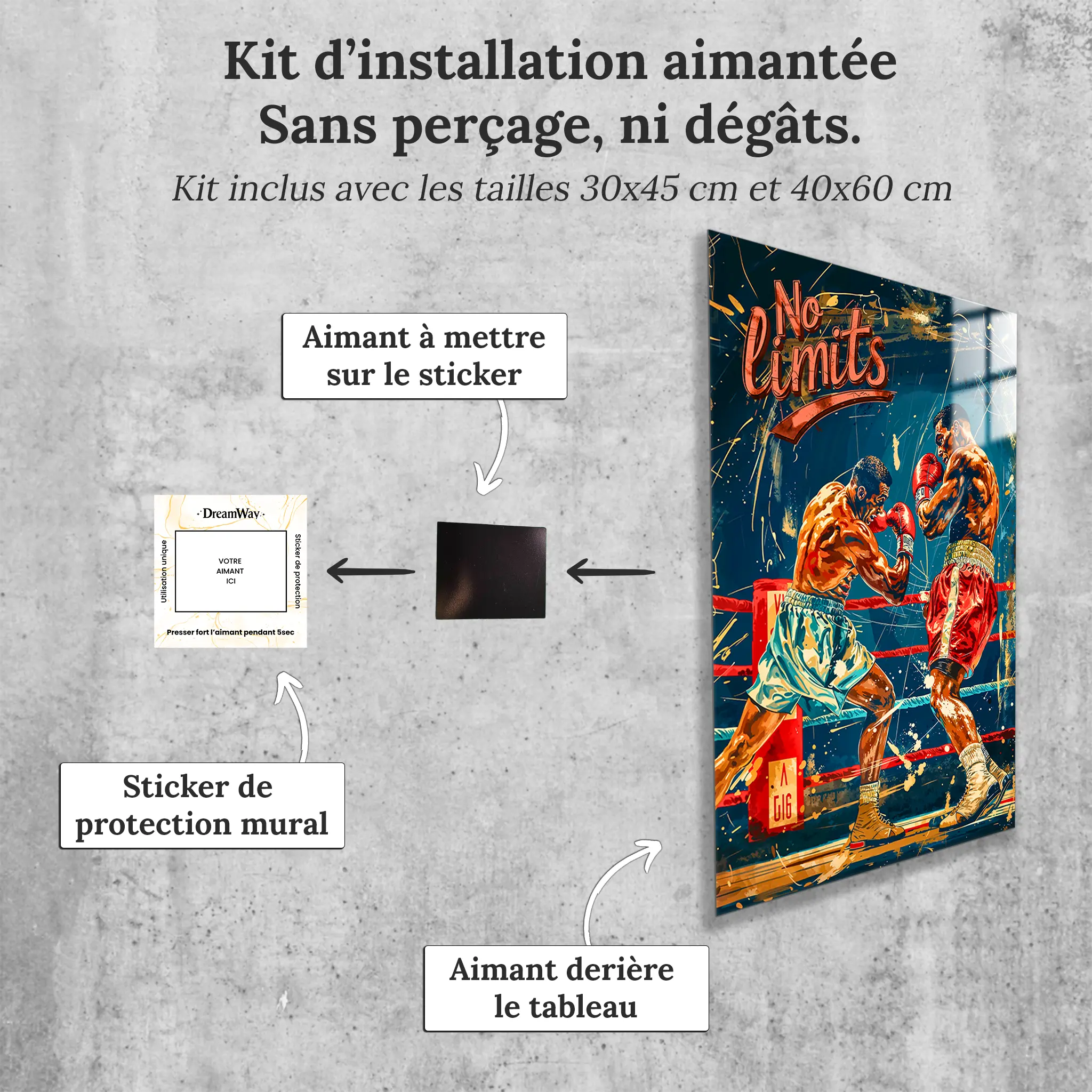tableau-boxe-vintage-avec-installation-aimantee | DreamWay
