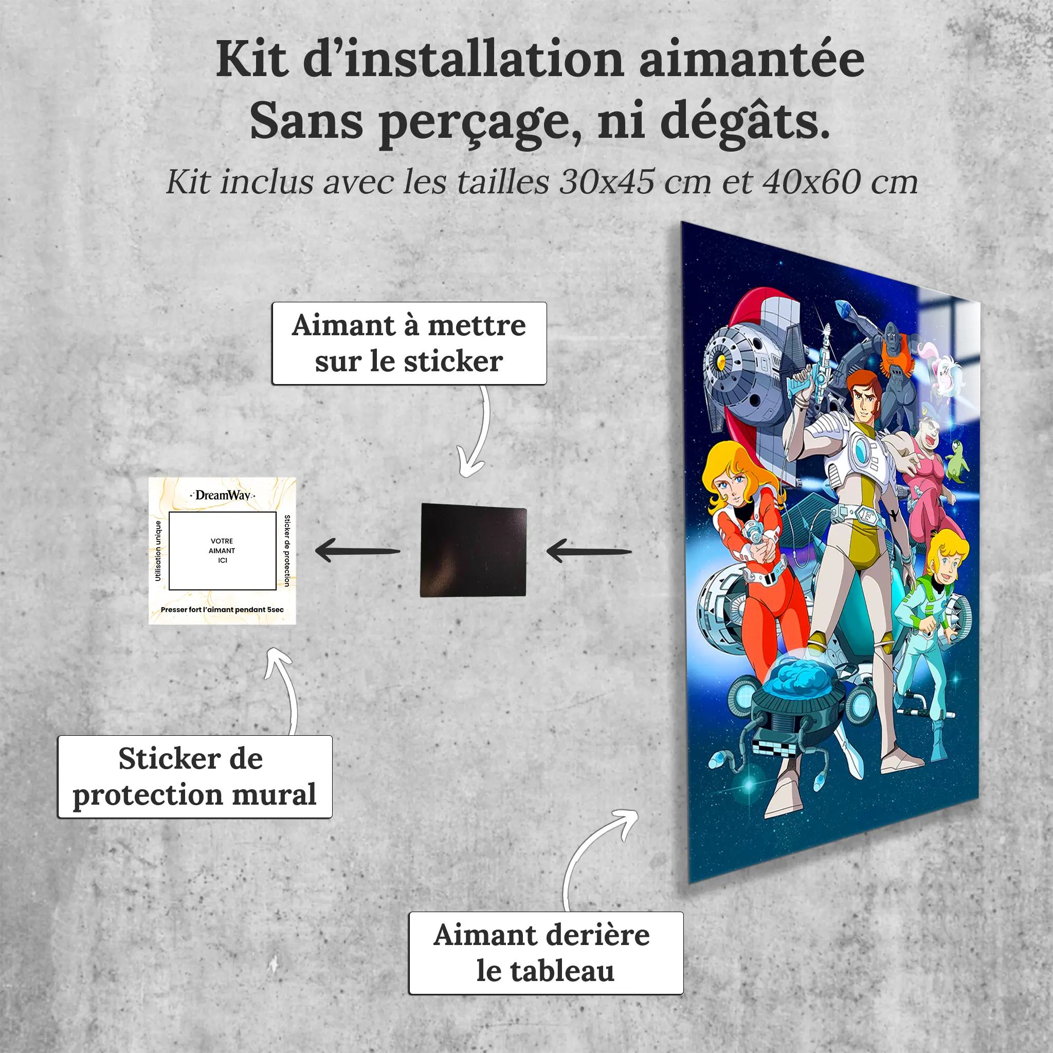 tableau-capitaine-flam-et-son-equipe-avec-installation-aimantee | DreamWay