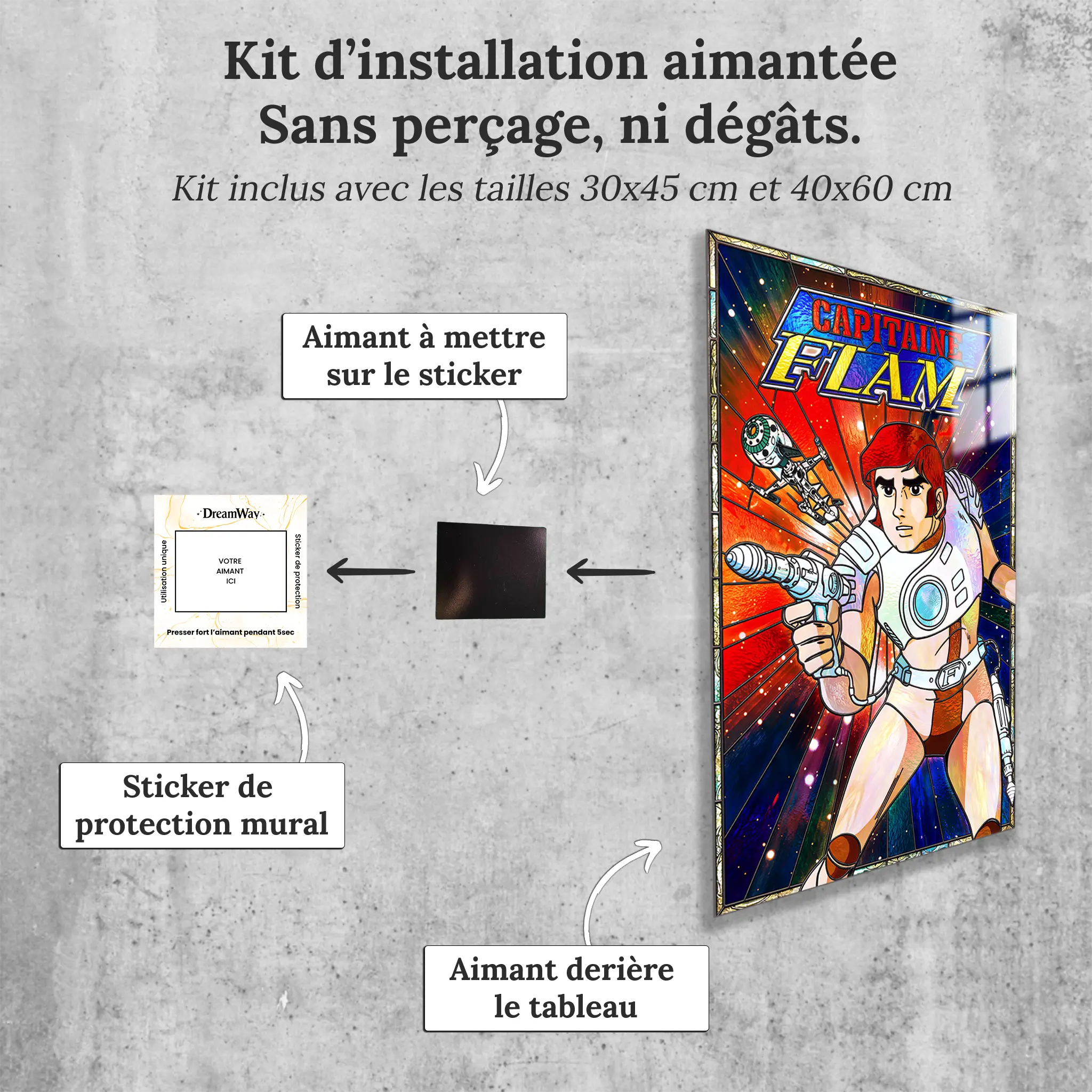Tableau Capitaine Flam Vitrail