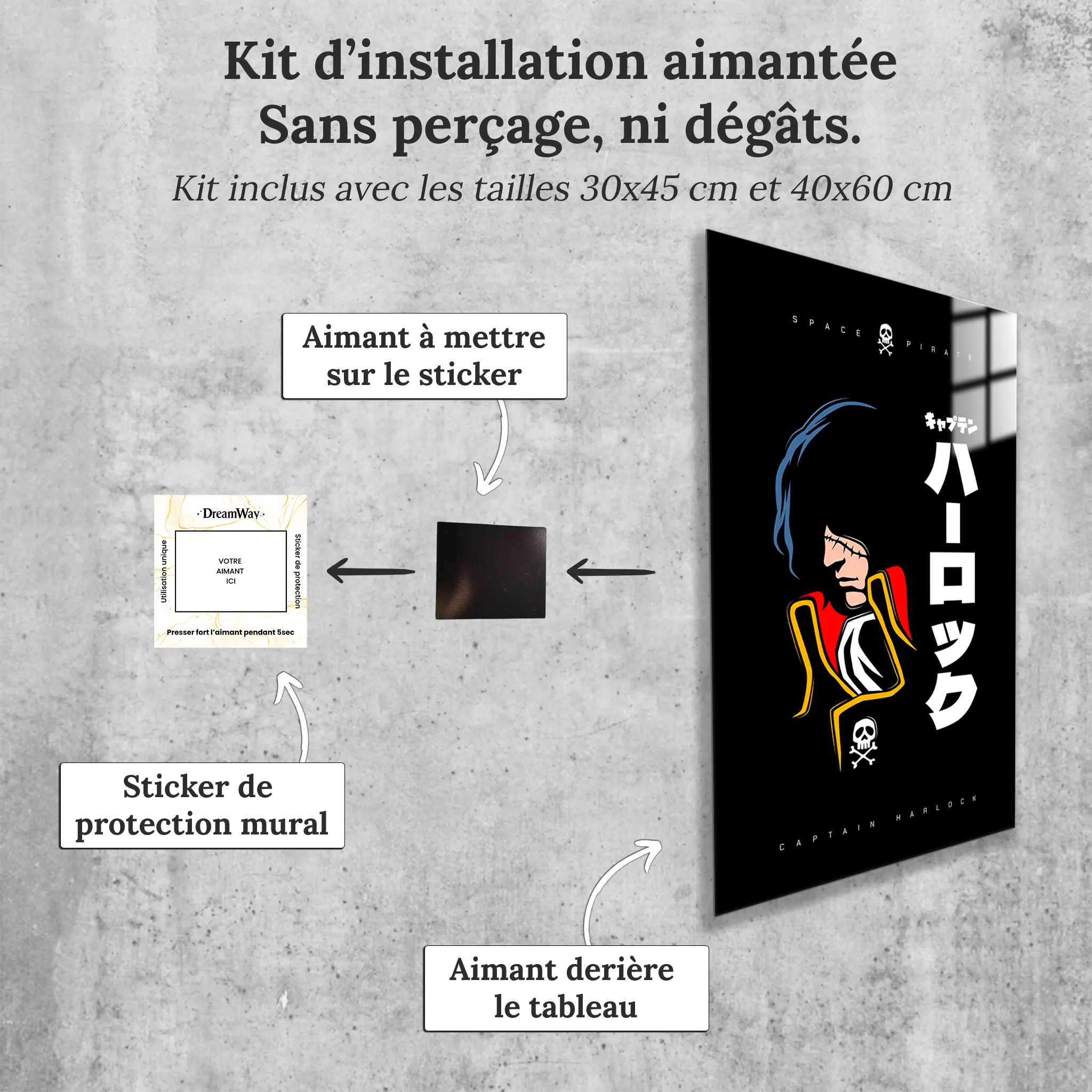 tableau-capitaine-harlock-albator-avec-installation-aimantee | DreamWay