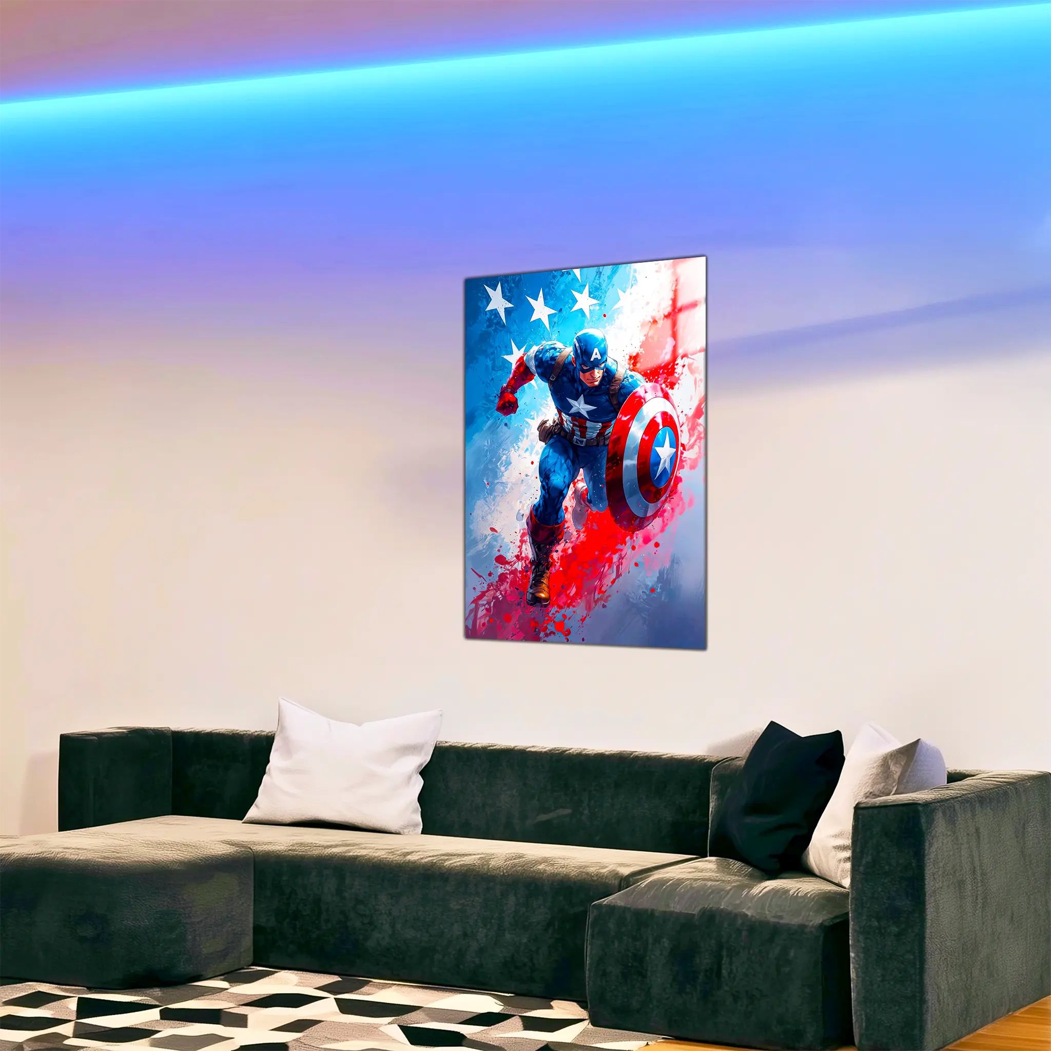 tableau-captain-america-colore-dans-le-salon | DreamWay