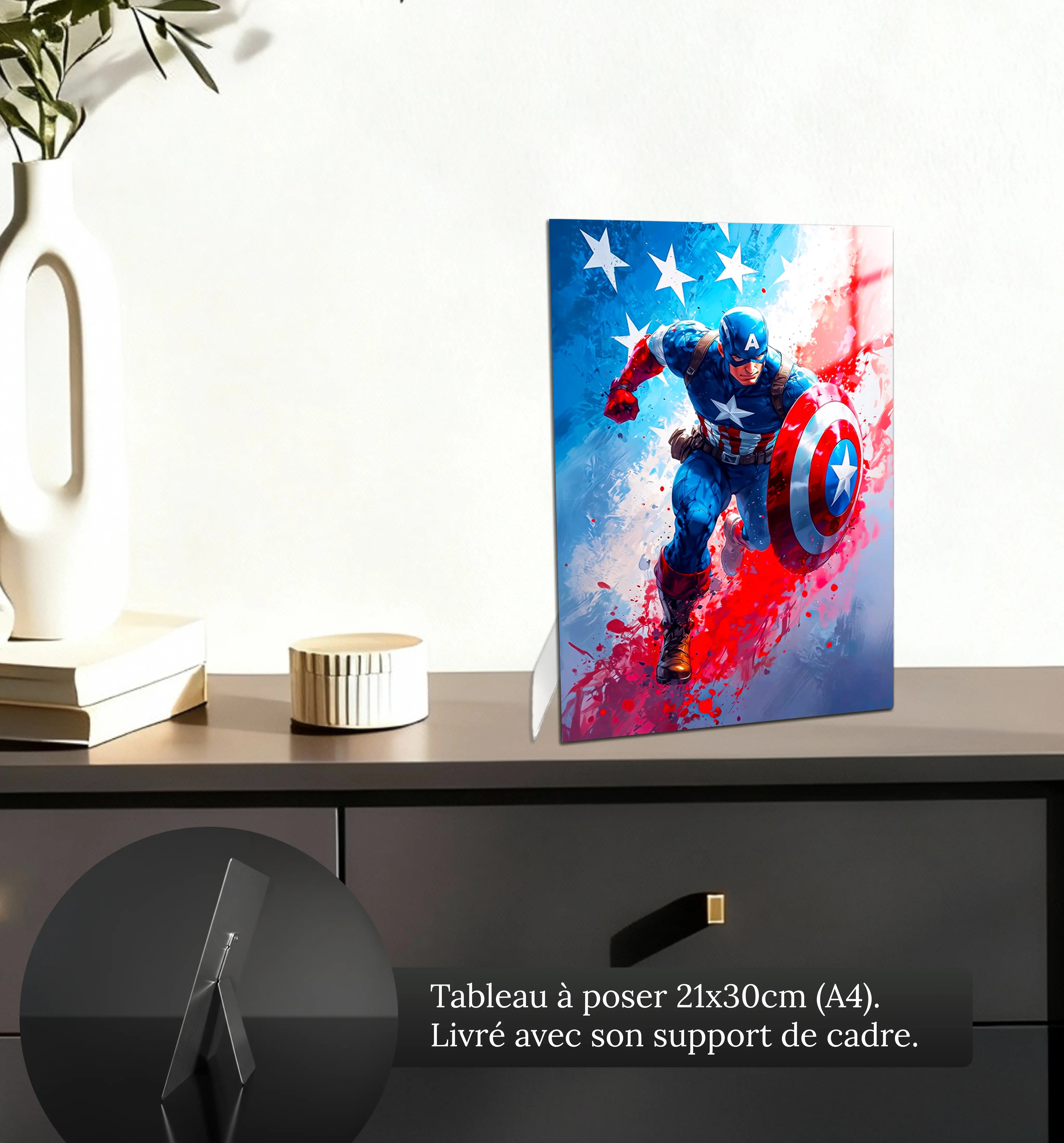 tableau-captain-america-colore-petit-format-a-poser-sur-meuble | DreamWay