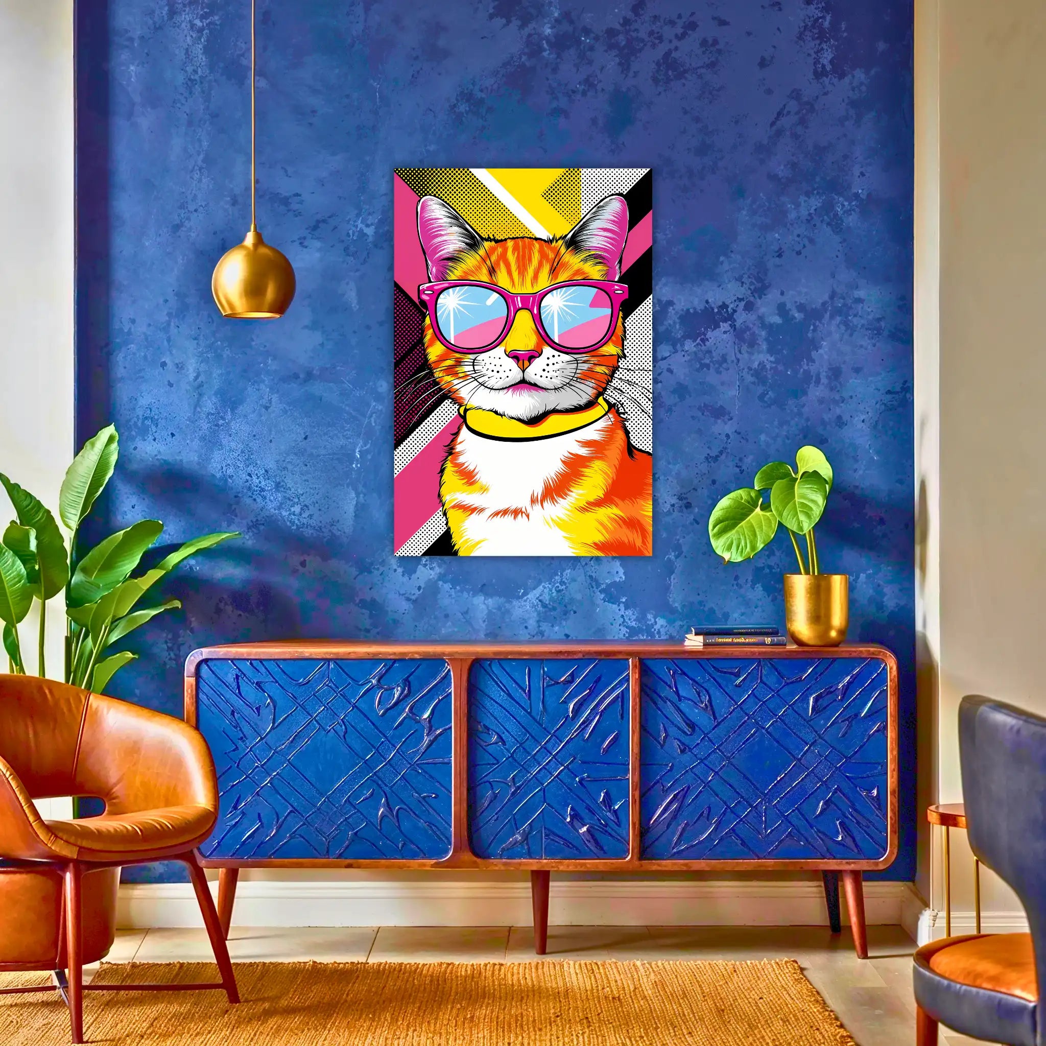 tableau-chat-pop-art-au-dessus-du-buffet | DreamWay