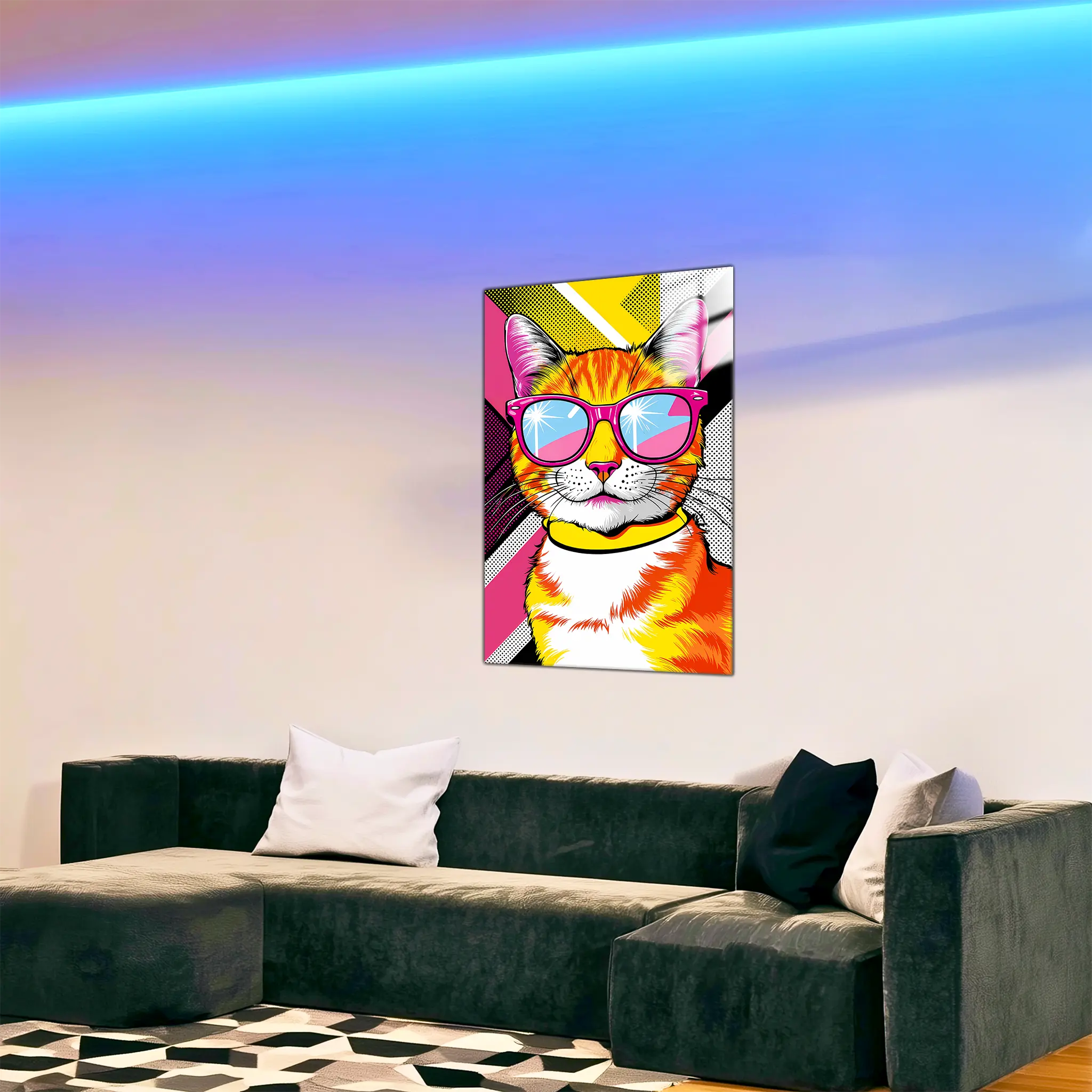 tableau-chat-pop-art-dans-le-salon | DreamWay