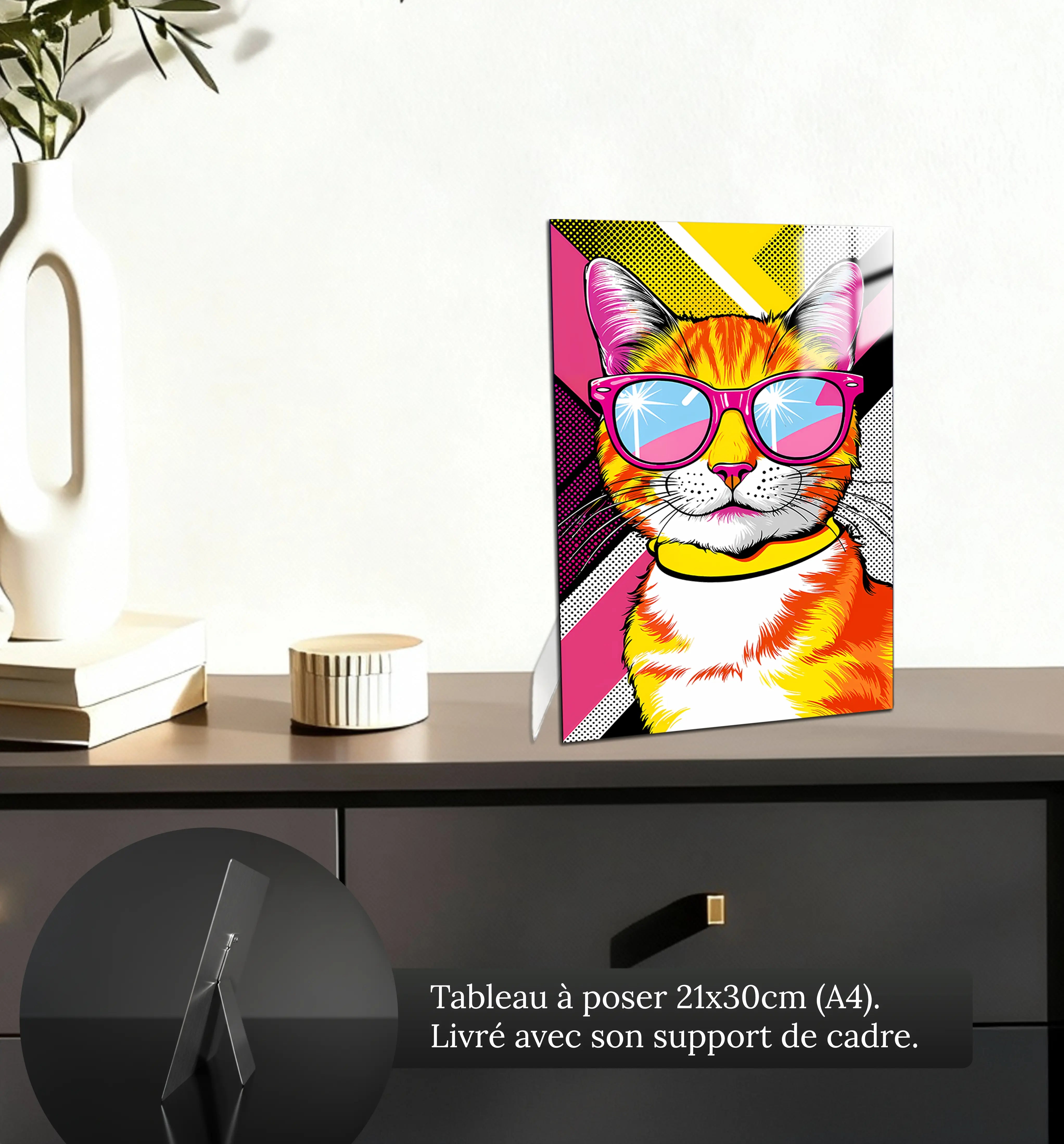 tableau-chat-pop-art-petit-format-a-poser-sur-meuble | DreamWay