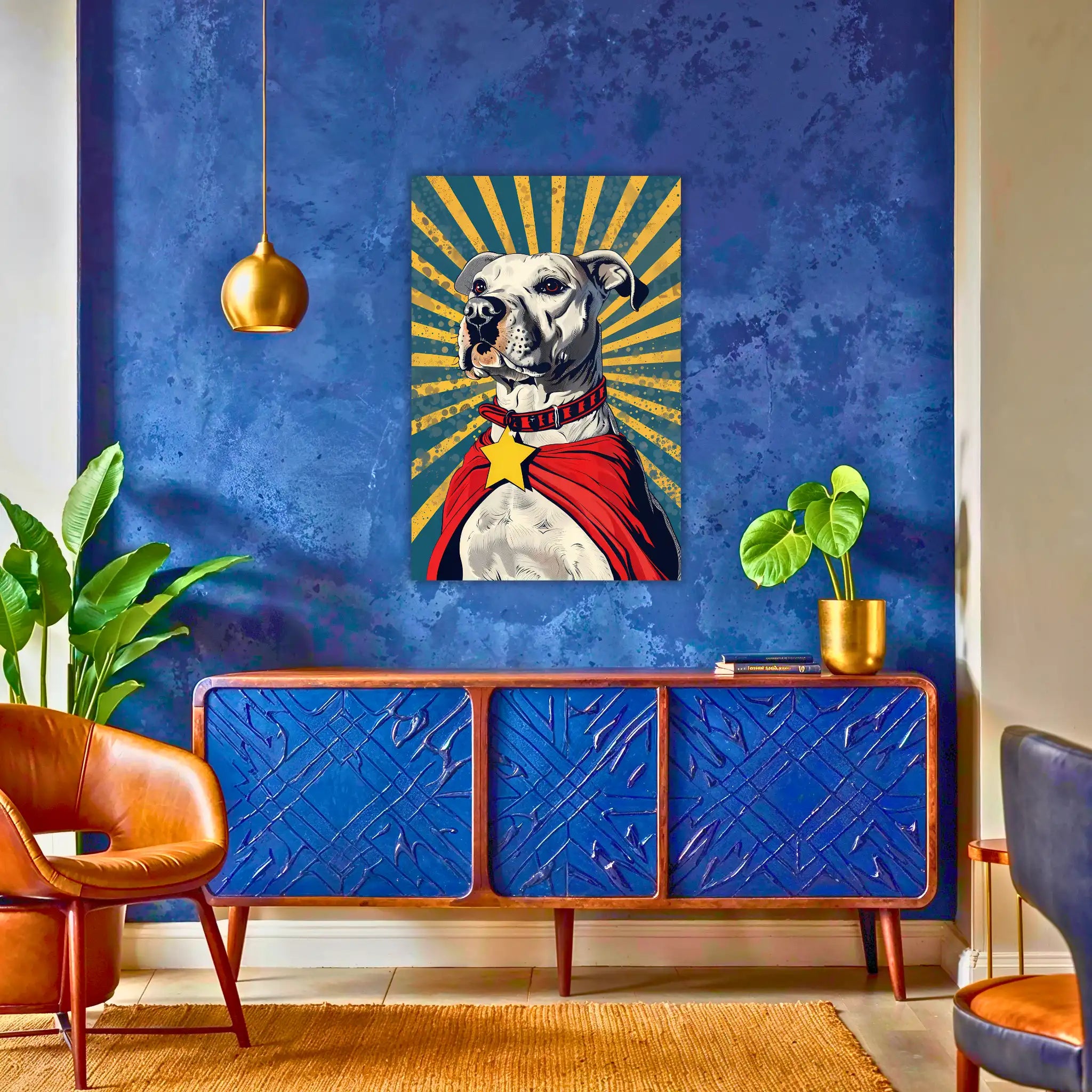 tableau-chien-pop-art-au-dessus-du-buffet | DreamWay