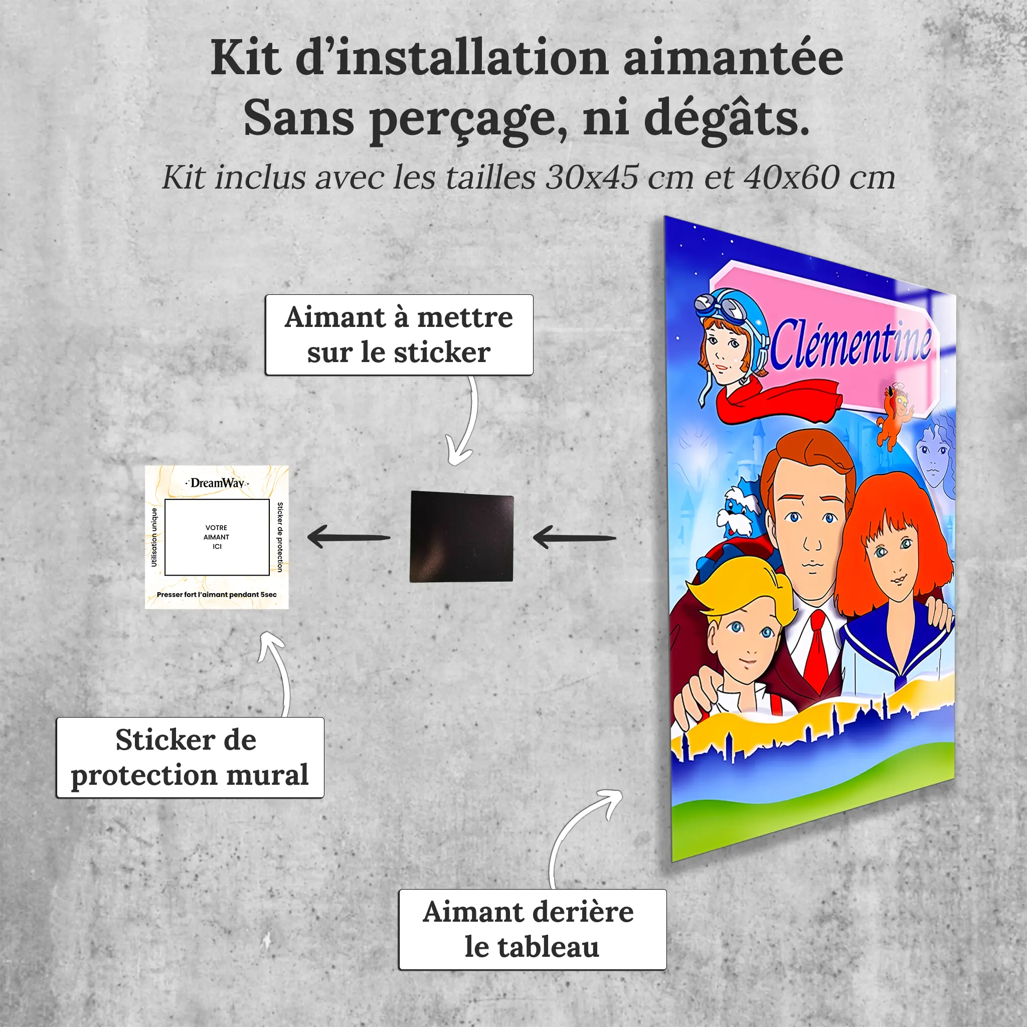 tableau-clementine-affiche-avec-installation-aimantee | DreamWay