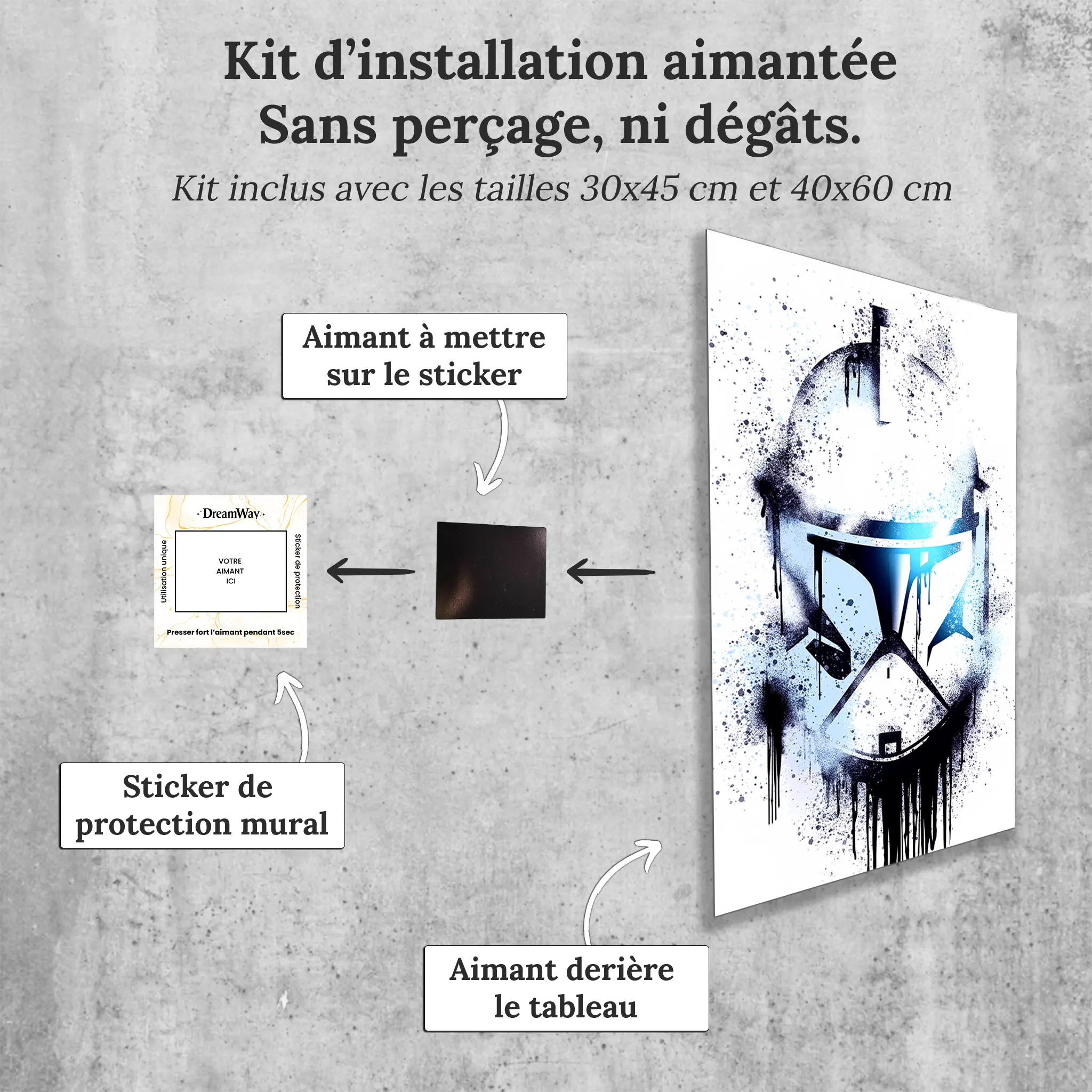 tableau-clone-trooper-casque-avec-installation-aimantee | DreamWay