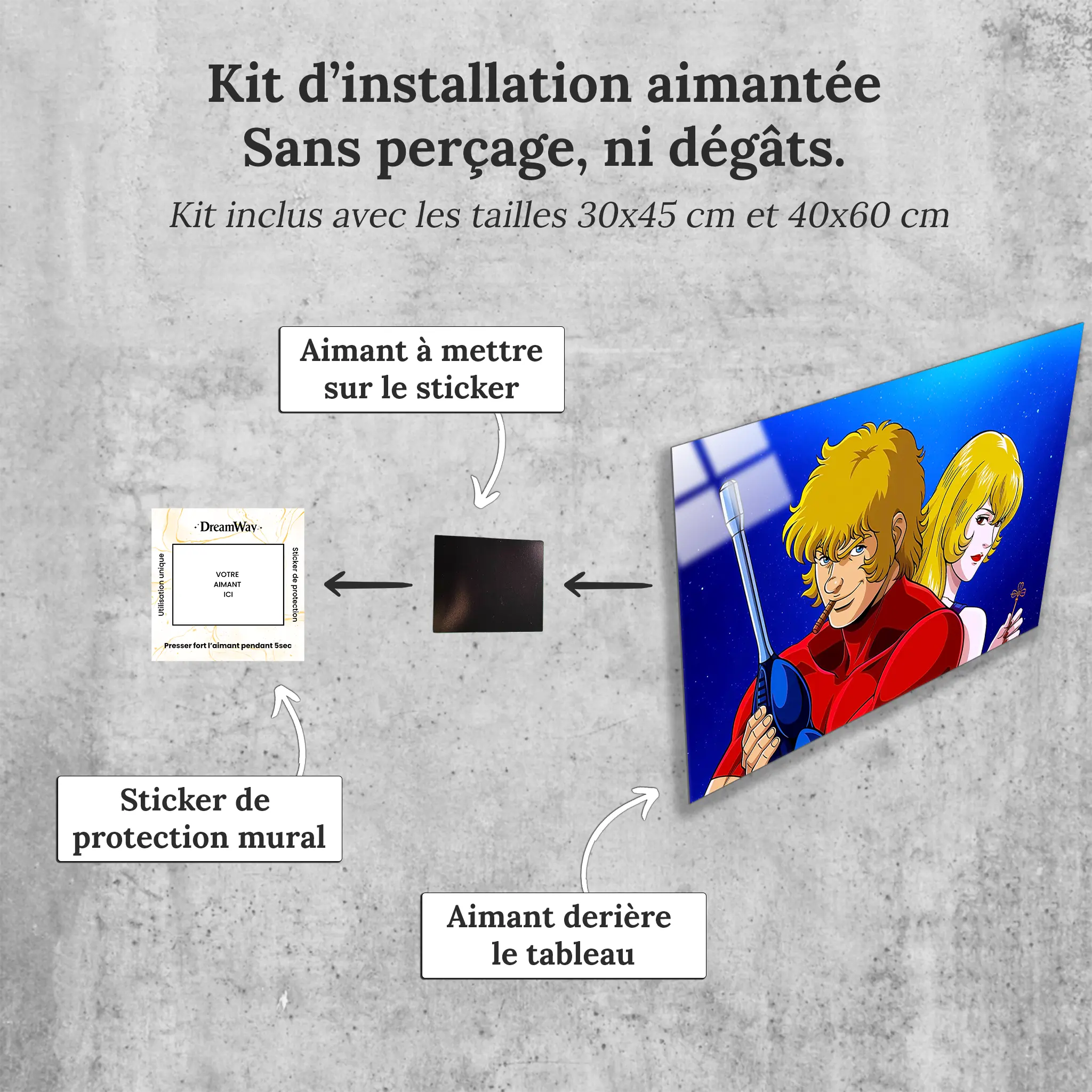 tableau-cobra-et-jane-portrait-avec-installation-aimantee | DreamWay