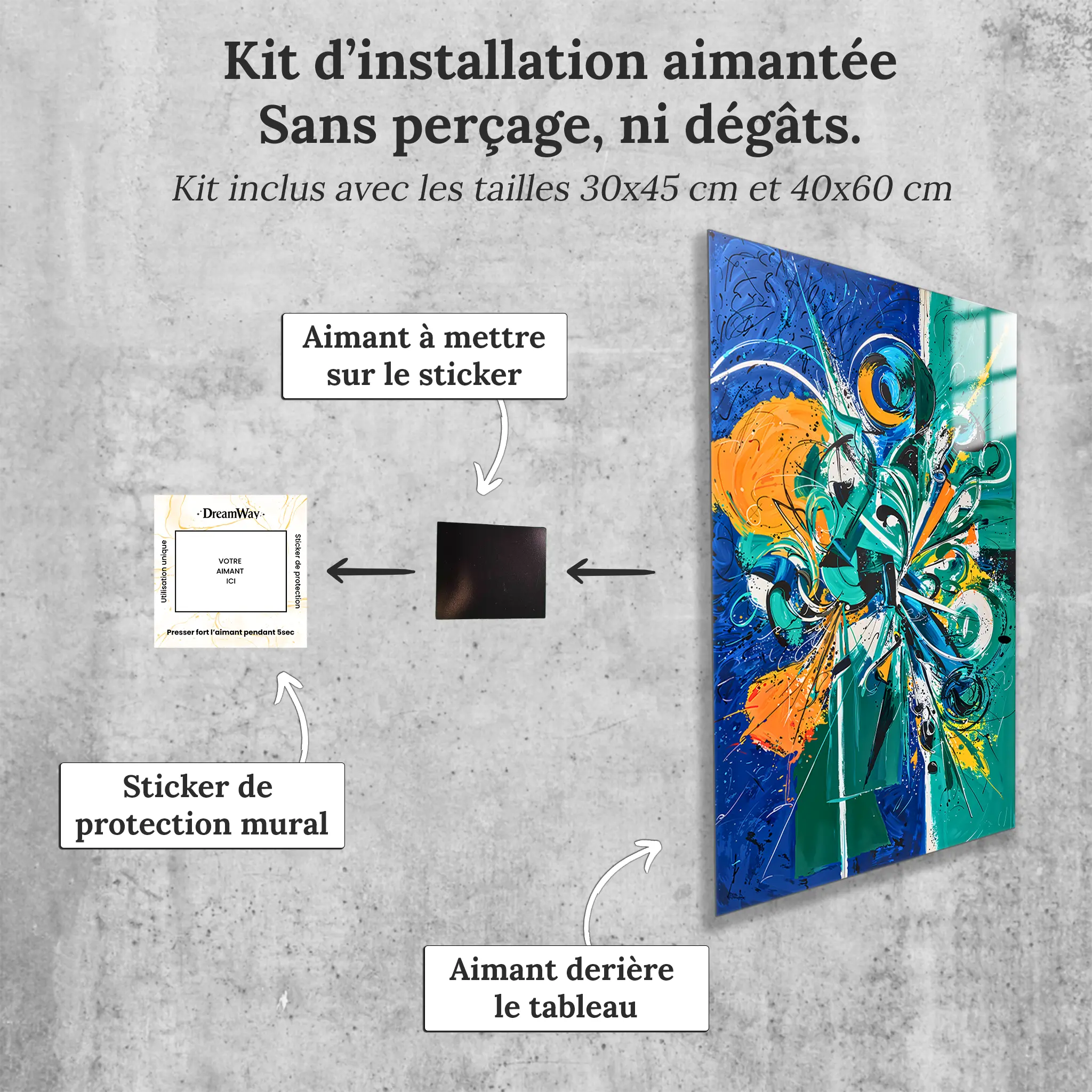 tableau-contemporain-abstrait-avec-installation-aimantee | DreamWay