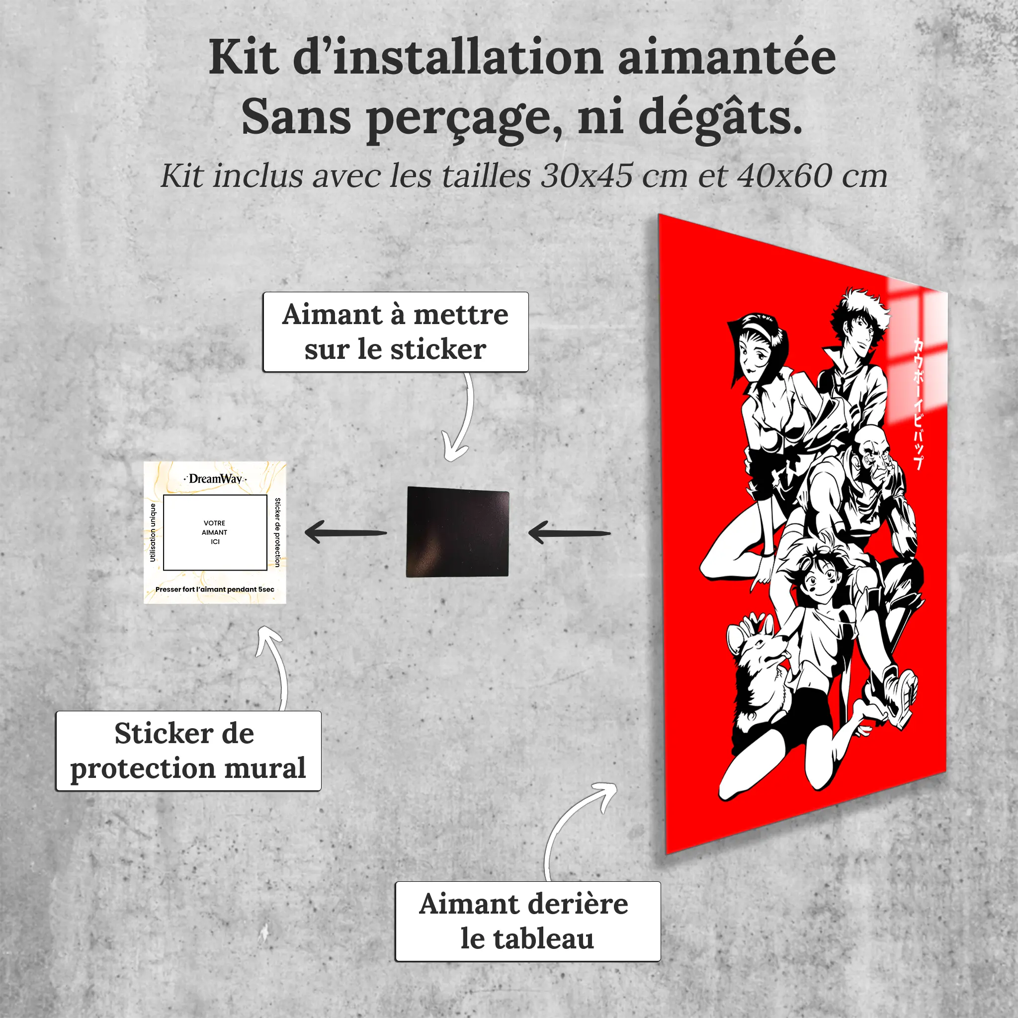tableau-cowboy-bebop-family-avec-installation-aimantee | DreamWay
