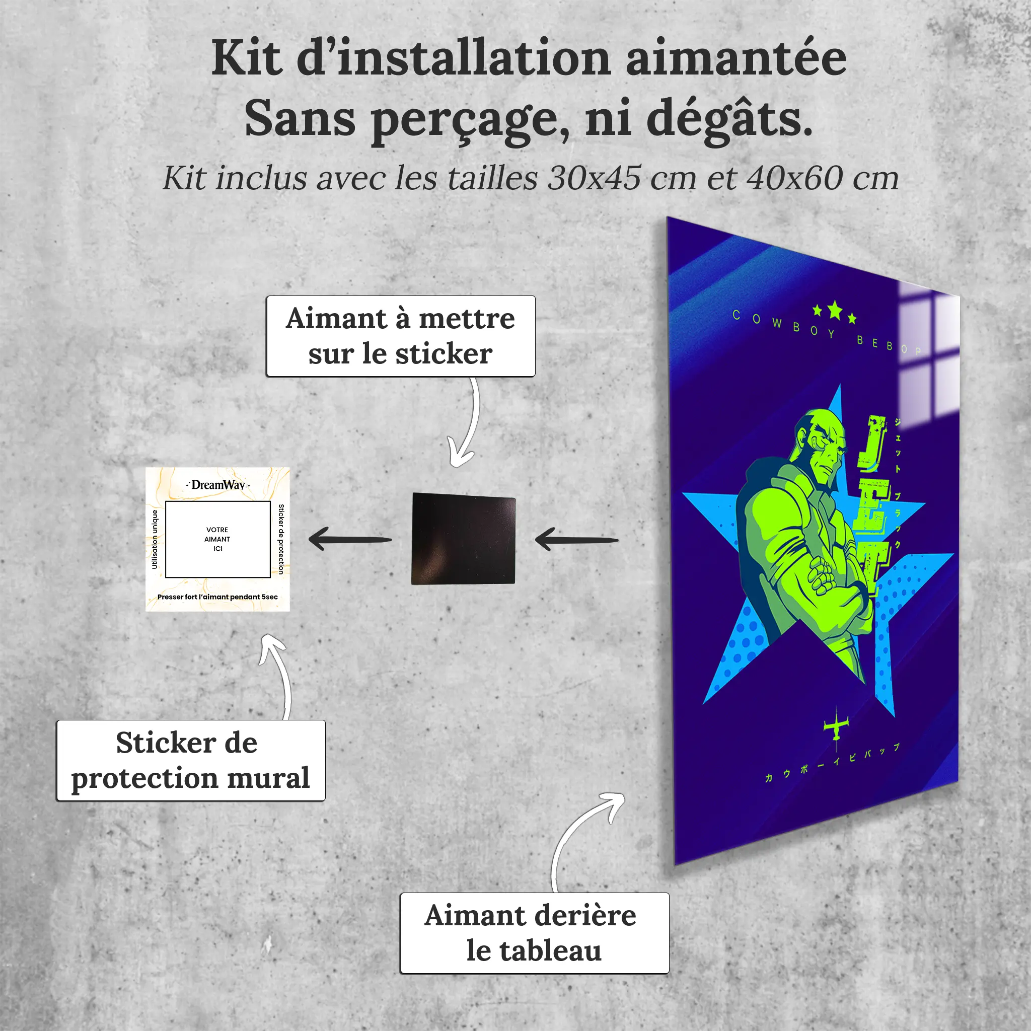 tableau-cowboy-bebop-jet-avec-installation-aimantee | DreamWay
