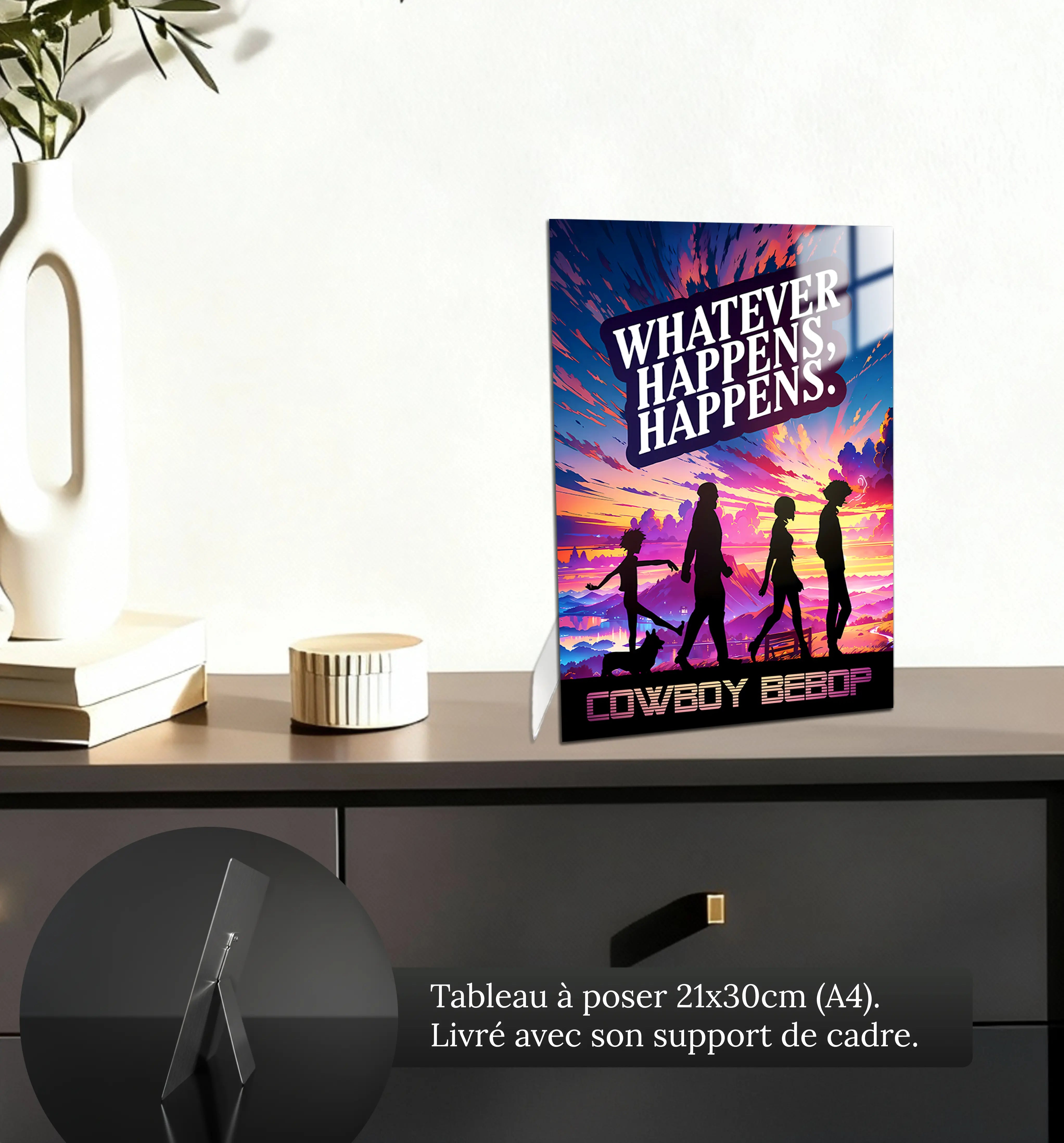 tableau-cowboy-bebop-quoi-quil-arrive-arrive-petit-format-a-poser-sur-meuble | DreamWay