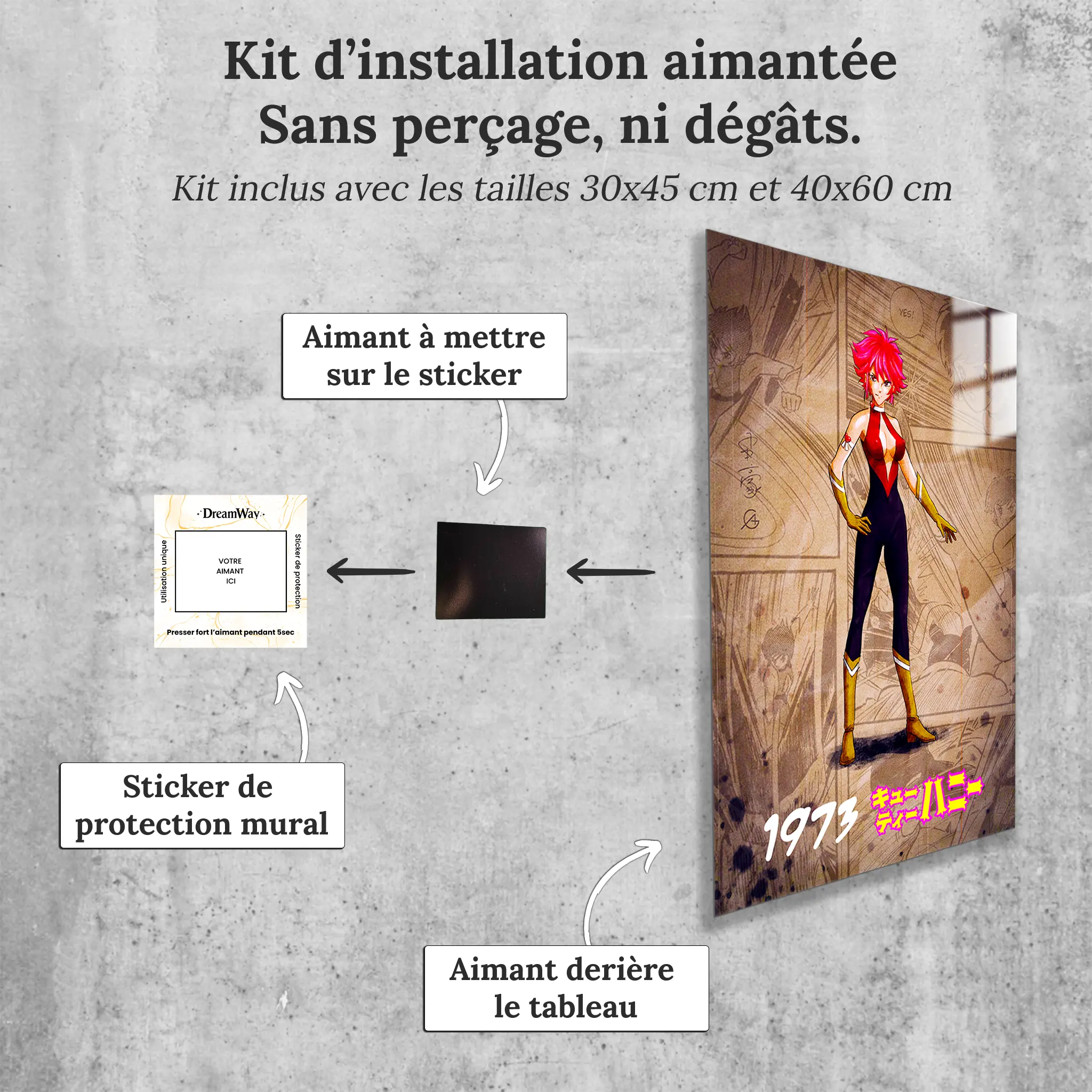 tableau-cutie-honey-1973-bd-avec-installation-aimantee | DreamWay