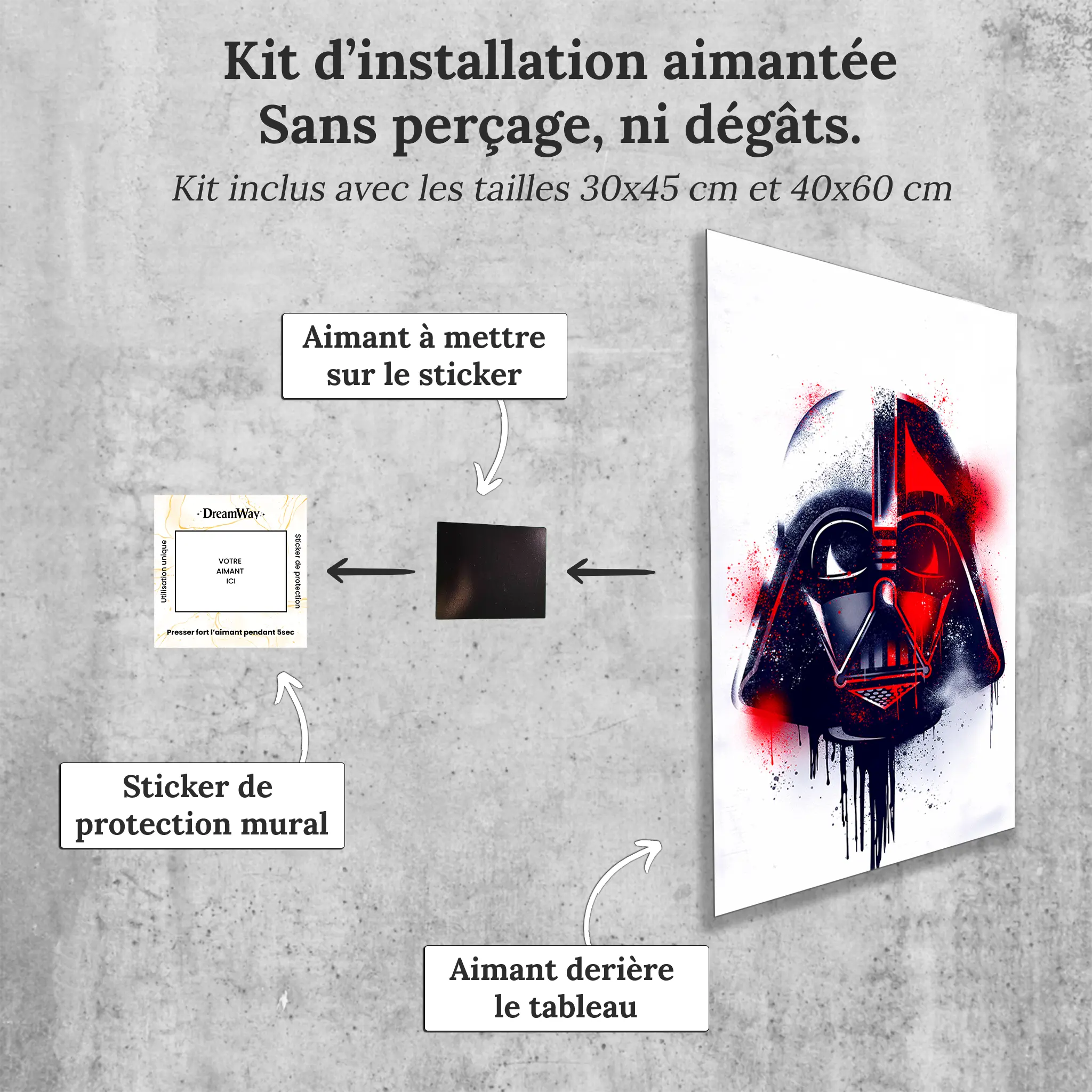 tableau-dark-vador-casque-avec-installation-aimantee | DreamWay