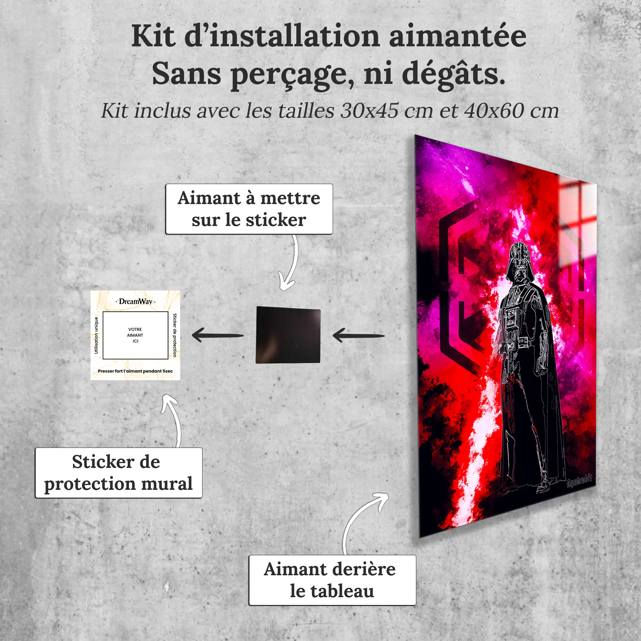 tableau-dark-vador-colore-avec-installation-aimantee | DreamWay