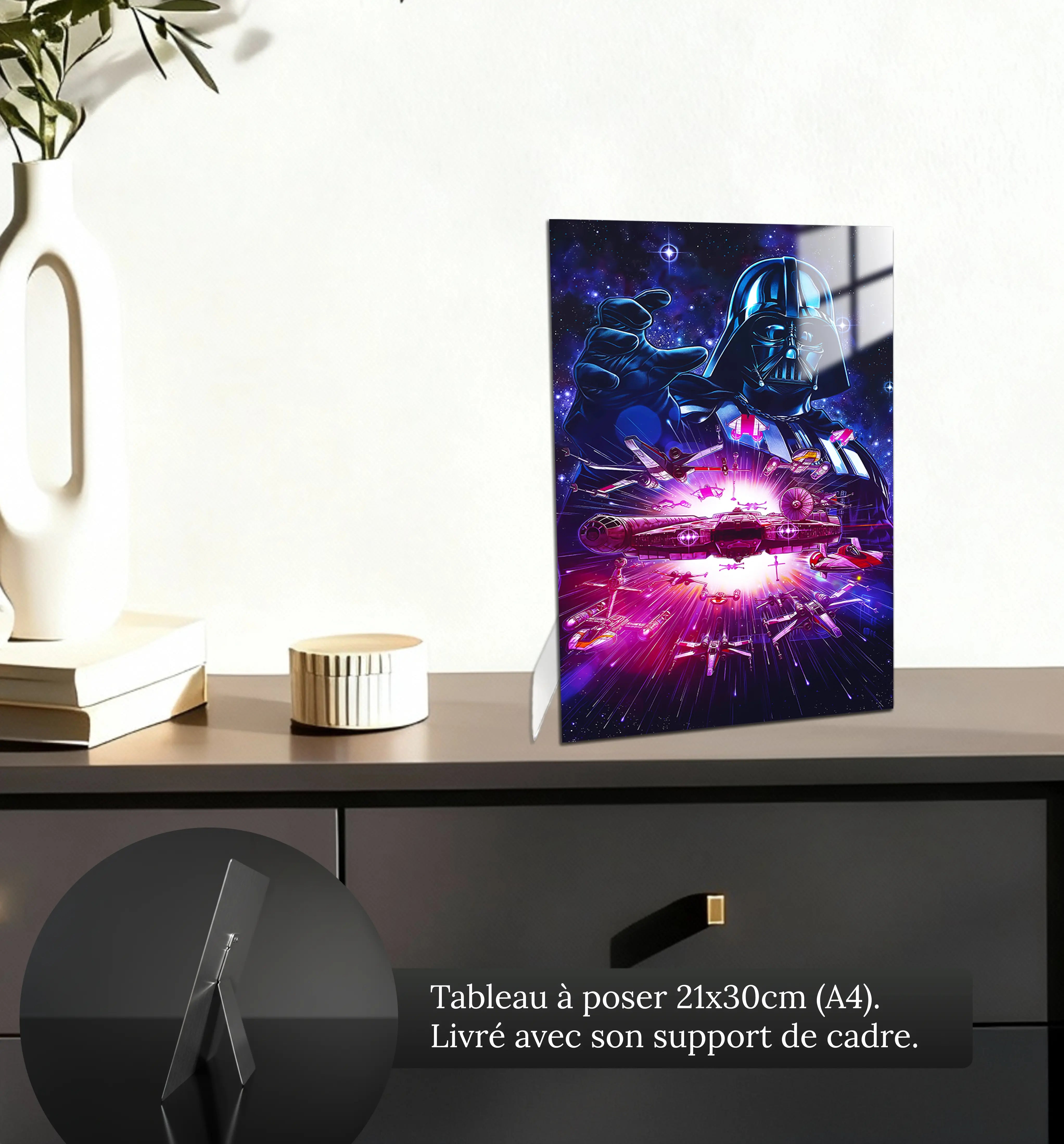 tableau-dark-vador-et-les-vaisseaux-de-l-espace-petit-format-a-poser-sur-meuble | DreamWay
