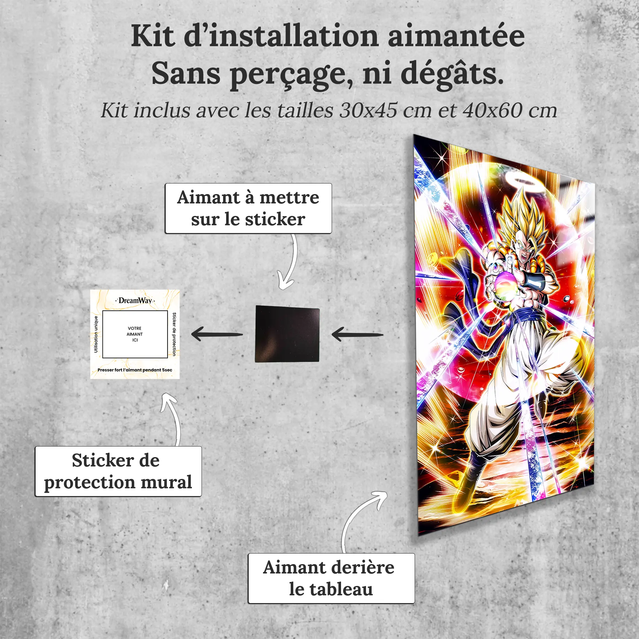 tableau-dbz-gogeta-attaque-avec-installation-aimantee | DreamWay