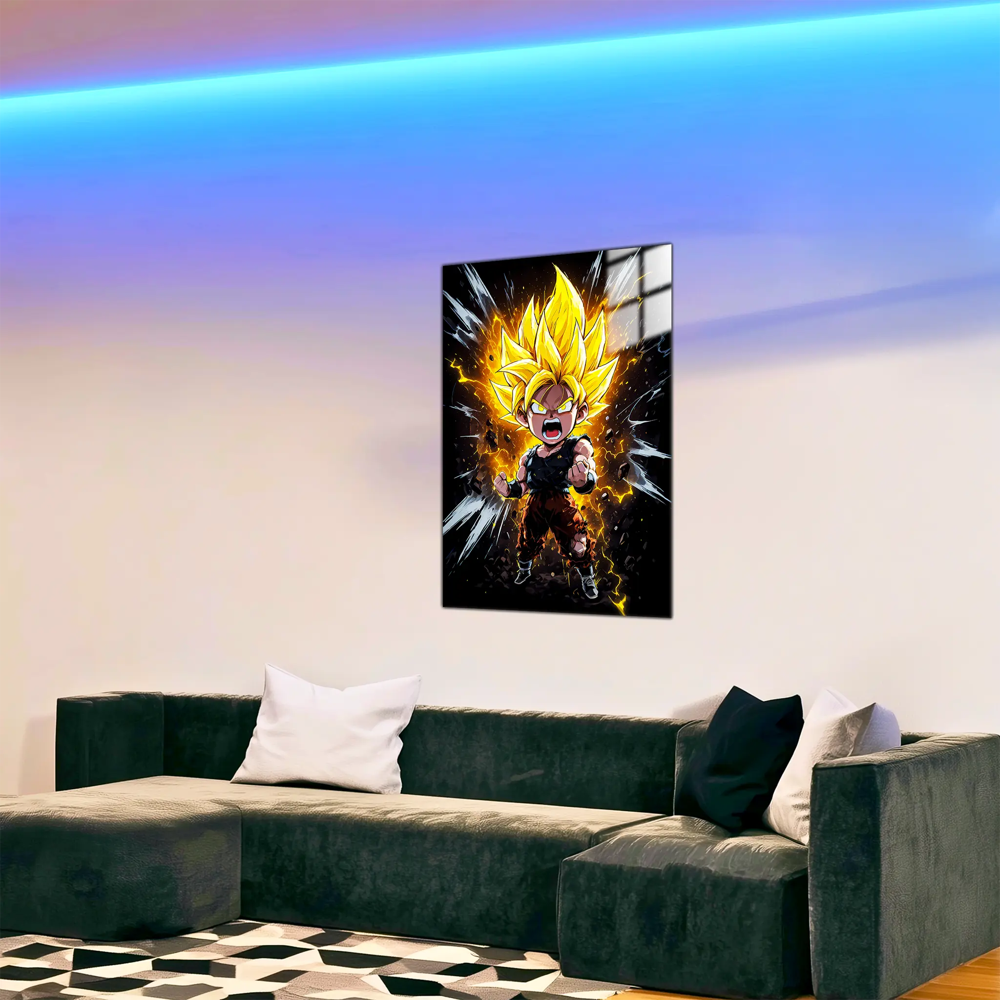 tableau-dbz-goku-chibi-super-saiyan-rage-dans-le-salon | DreamWay