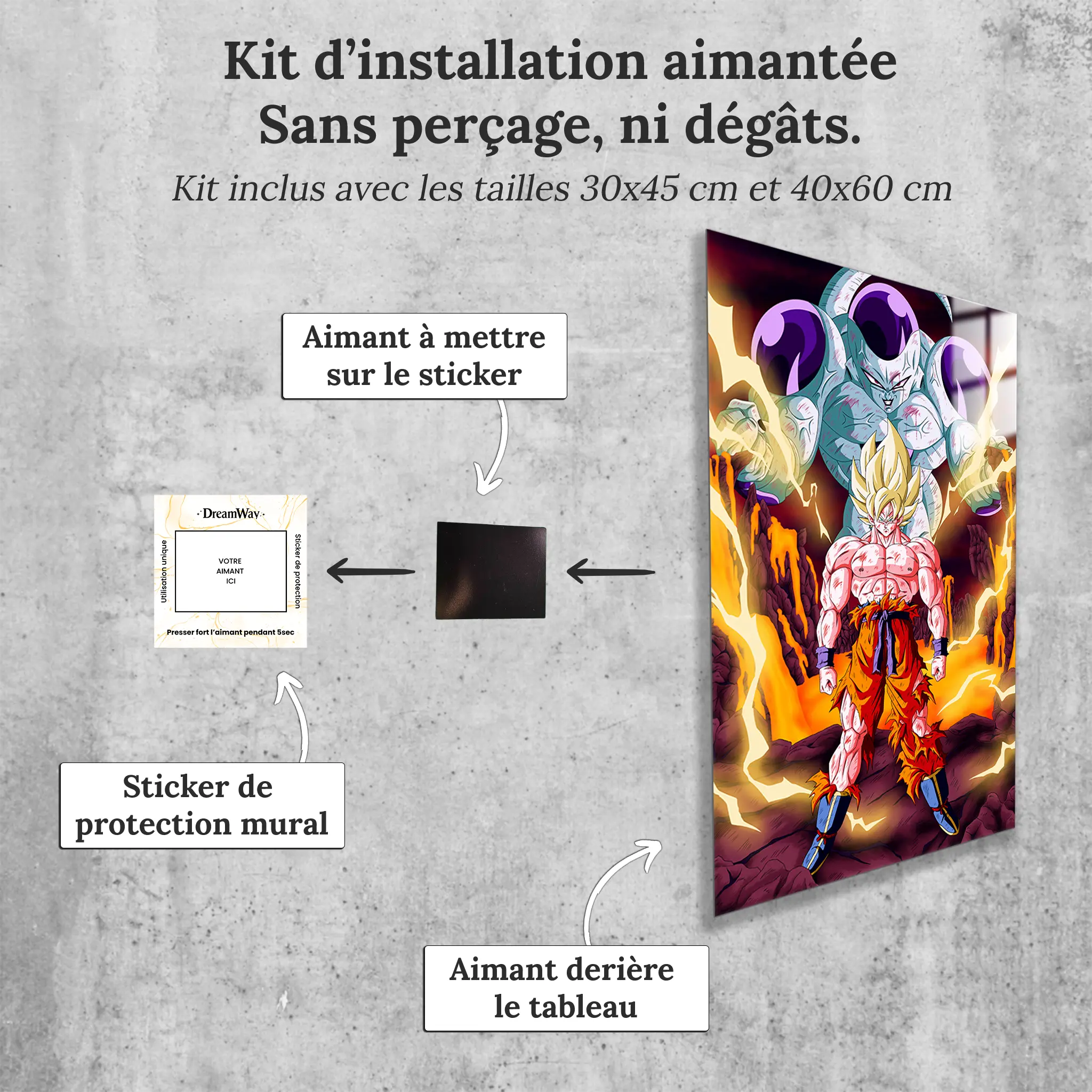 tableau-dbz-goku-ssj-vs-freezer-avec-installation-aimantee | DreamWay