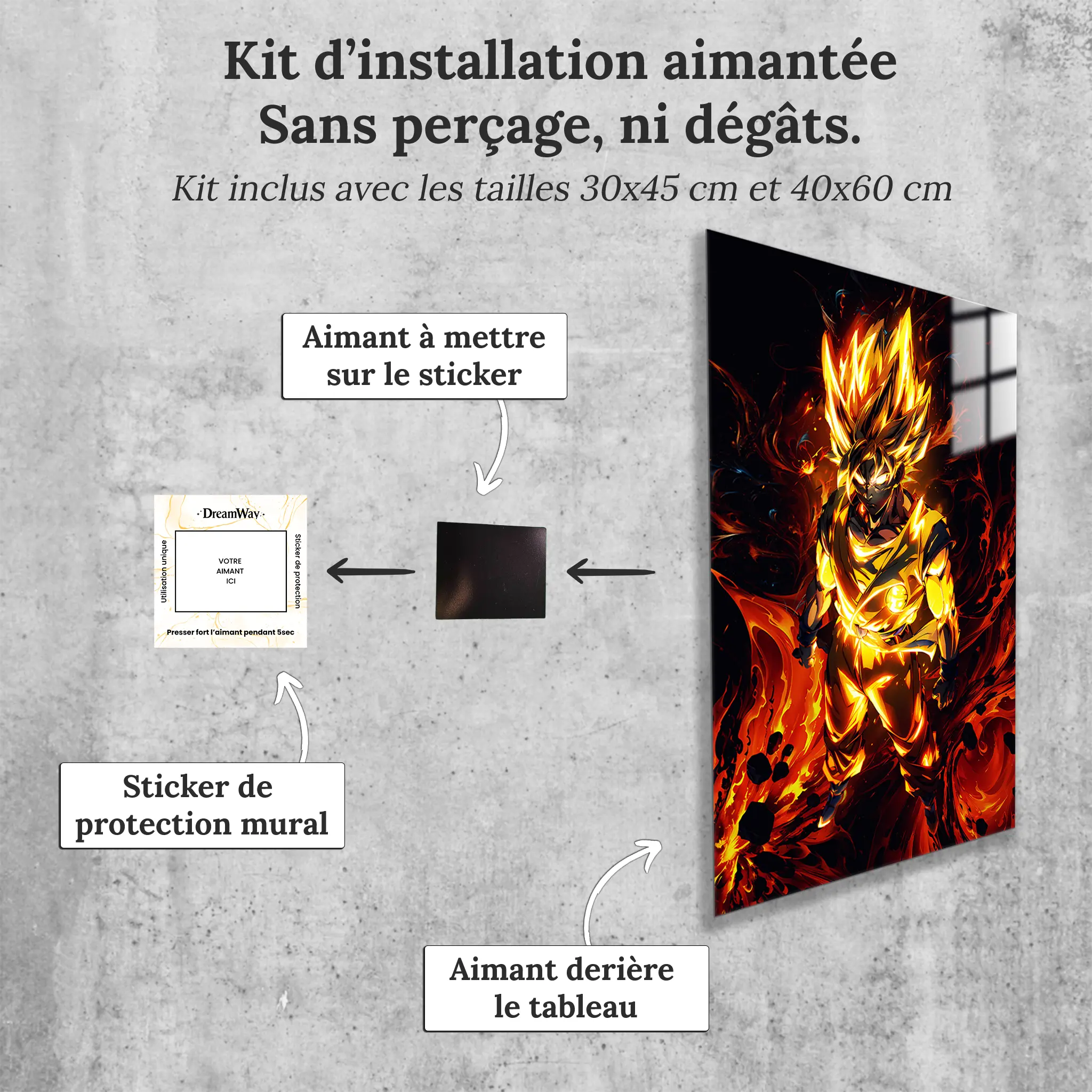 tableau-dbz-goku-super-saiyan-avec-installation-aimantee | DreamWay