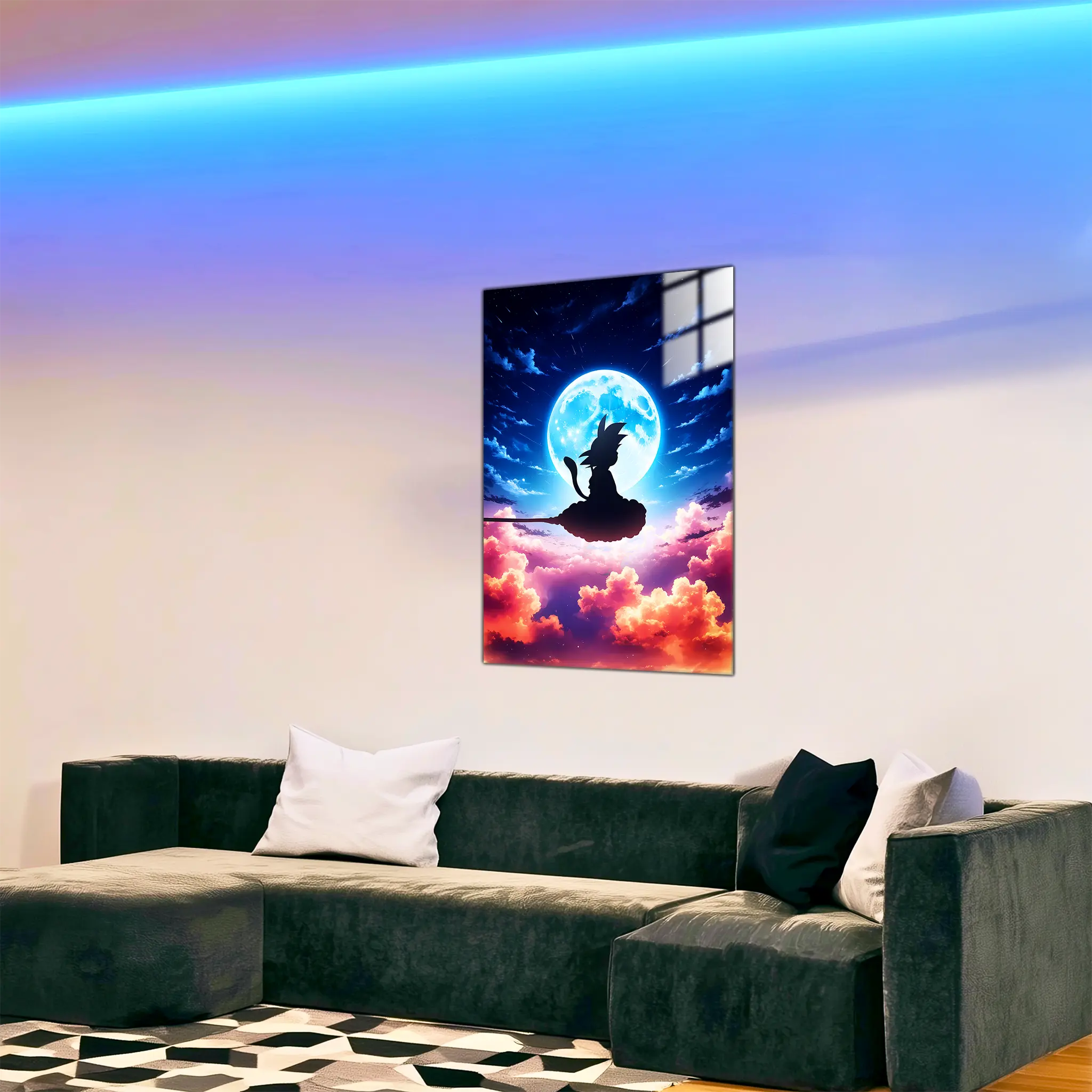 tableau-dbz-goku-volant-dans-le-ciel-dans-le-salon | DreamWay