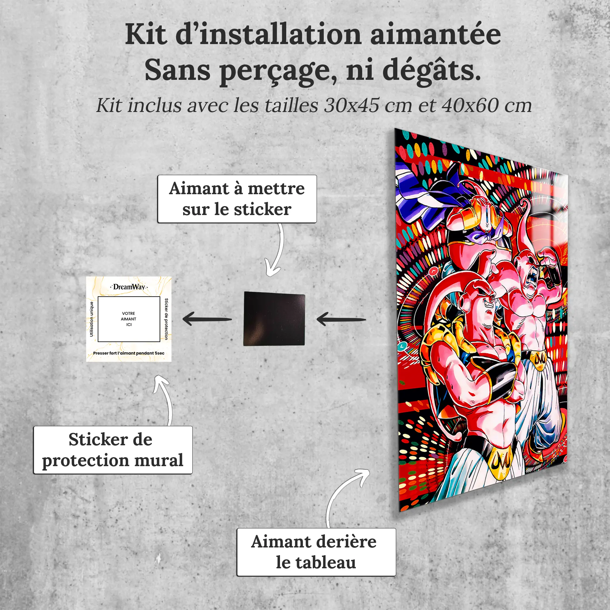 tableau-dbz-majin-boo-transformation-avec-installation-aimantee | DreamWay