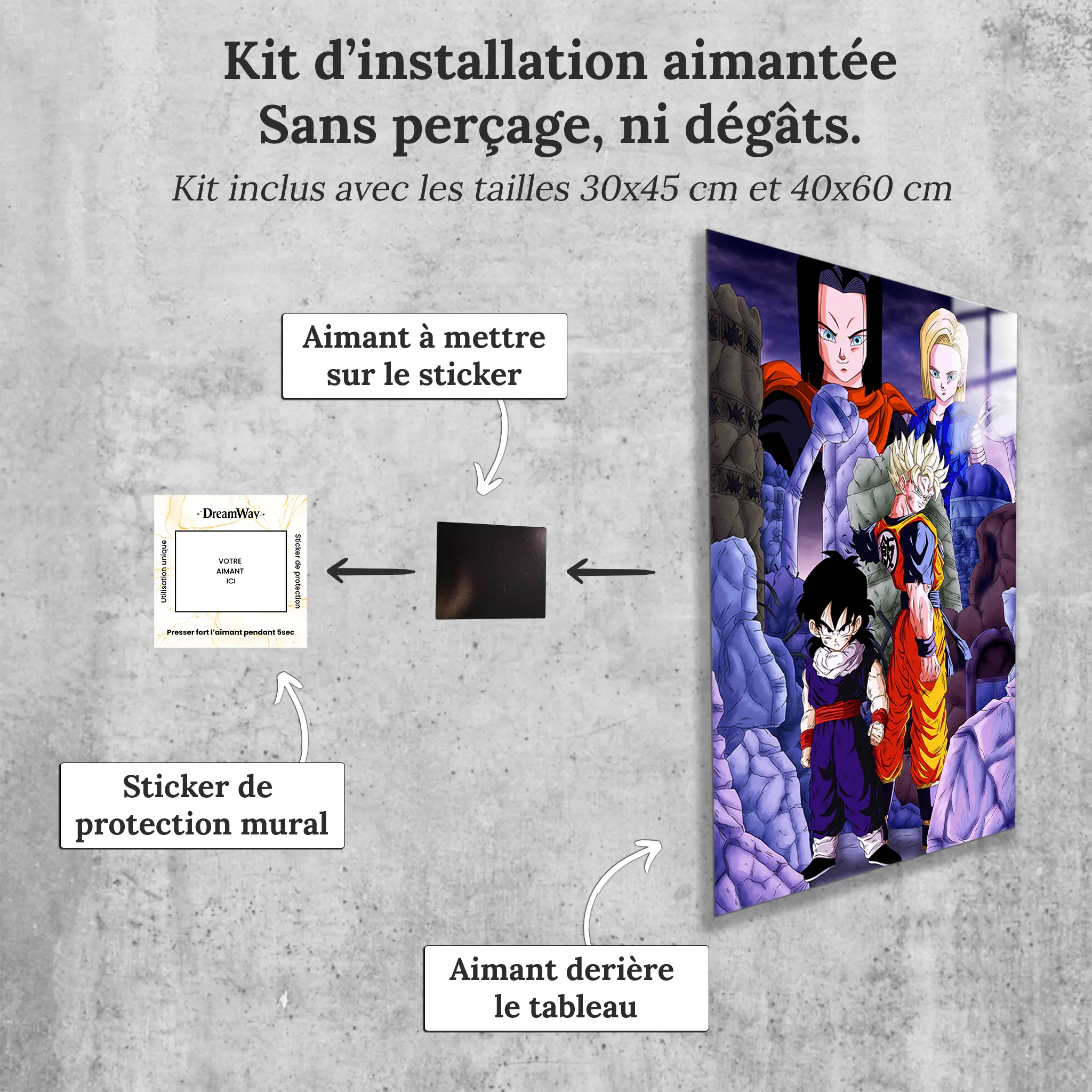tableau-dbz-mirai-et-gohan-vs-android-avec-installation-aimantee | DreamWay