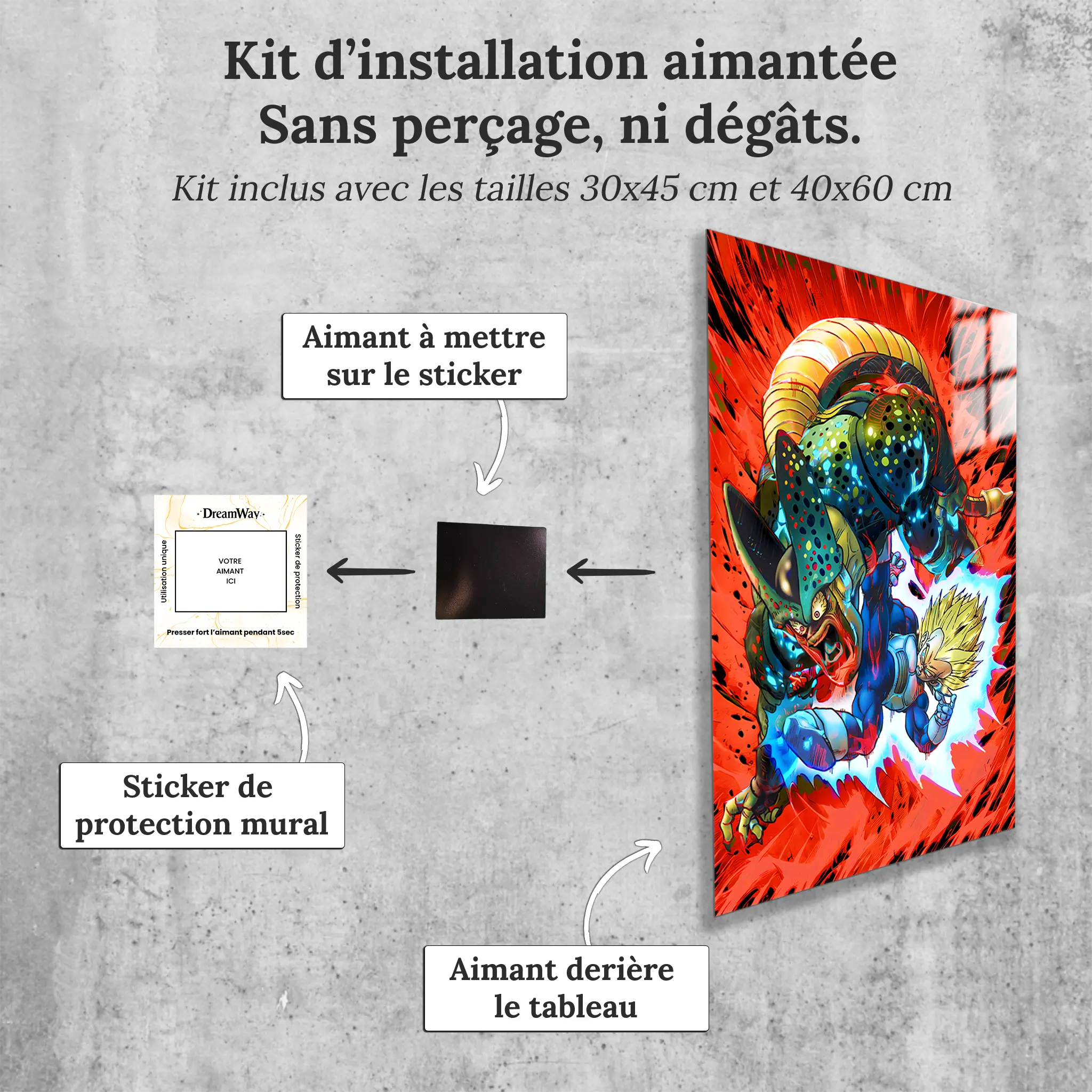 tableau-dbz-vegeta-vs-cell-avec-installation-aimantee | DreamWay