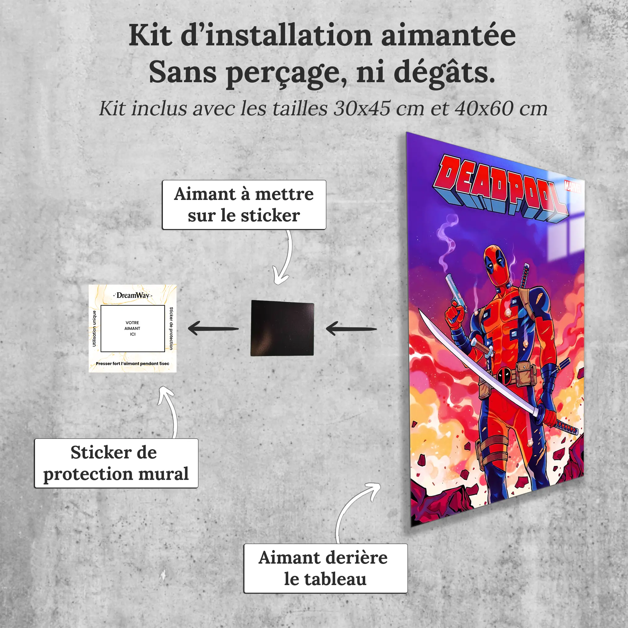 tableau-deadpool-avec-installation-aimantee | DreamWay