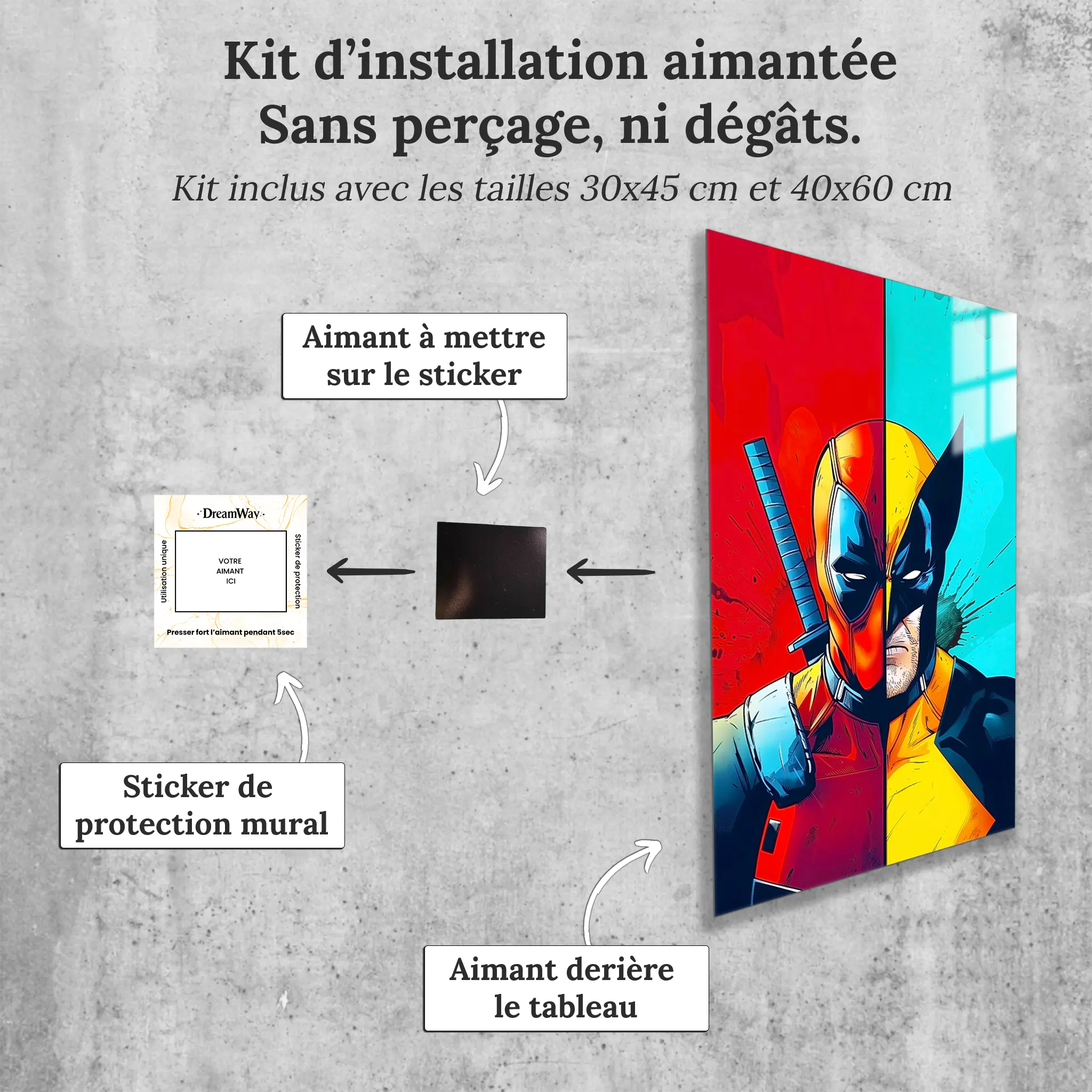 tableau-deadpool-et-wolverine-avec-installation-aimantee | DreamWay