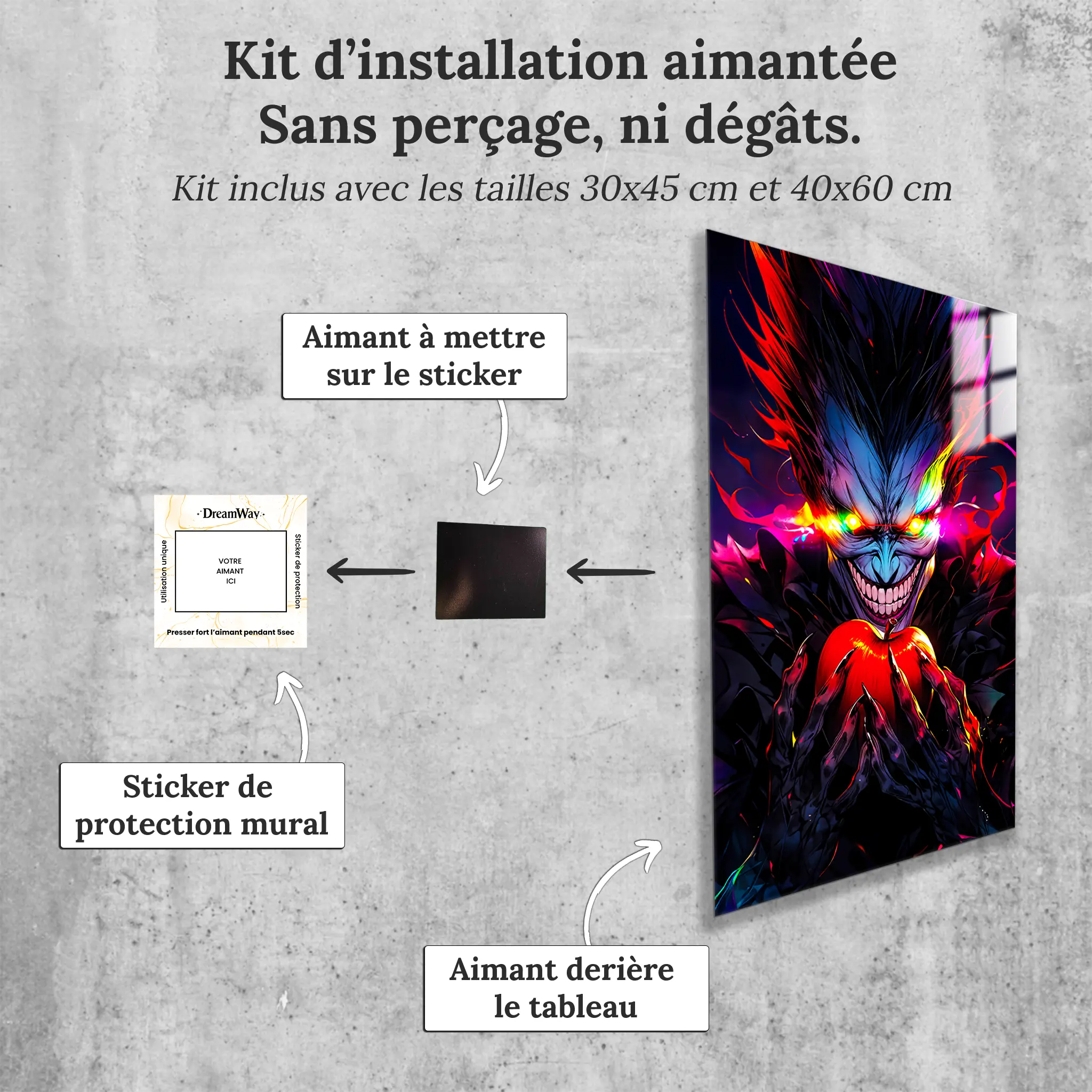 tableau-death-note-ryuk-avec-installation-aimantee | DreamWay