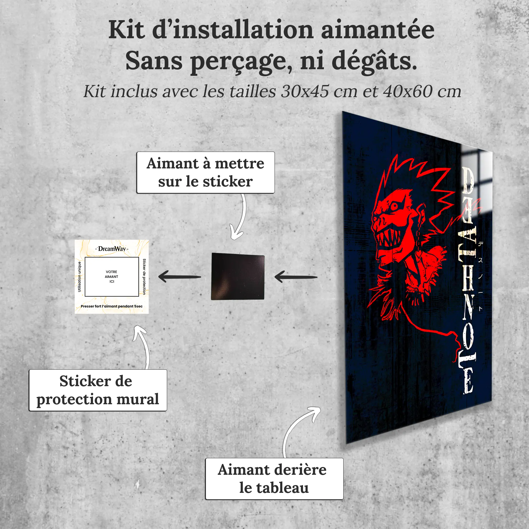 tableau-deathnote-logo-ryuk-avec-installation-aimantee | DreamWay