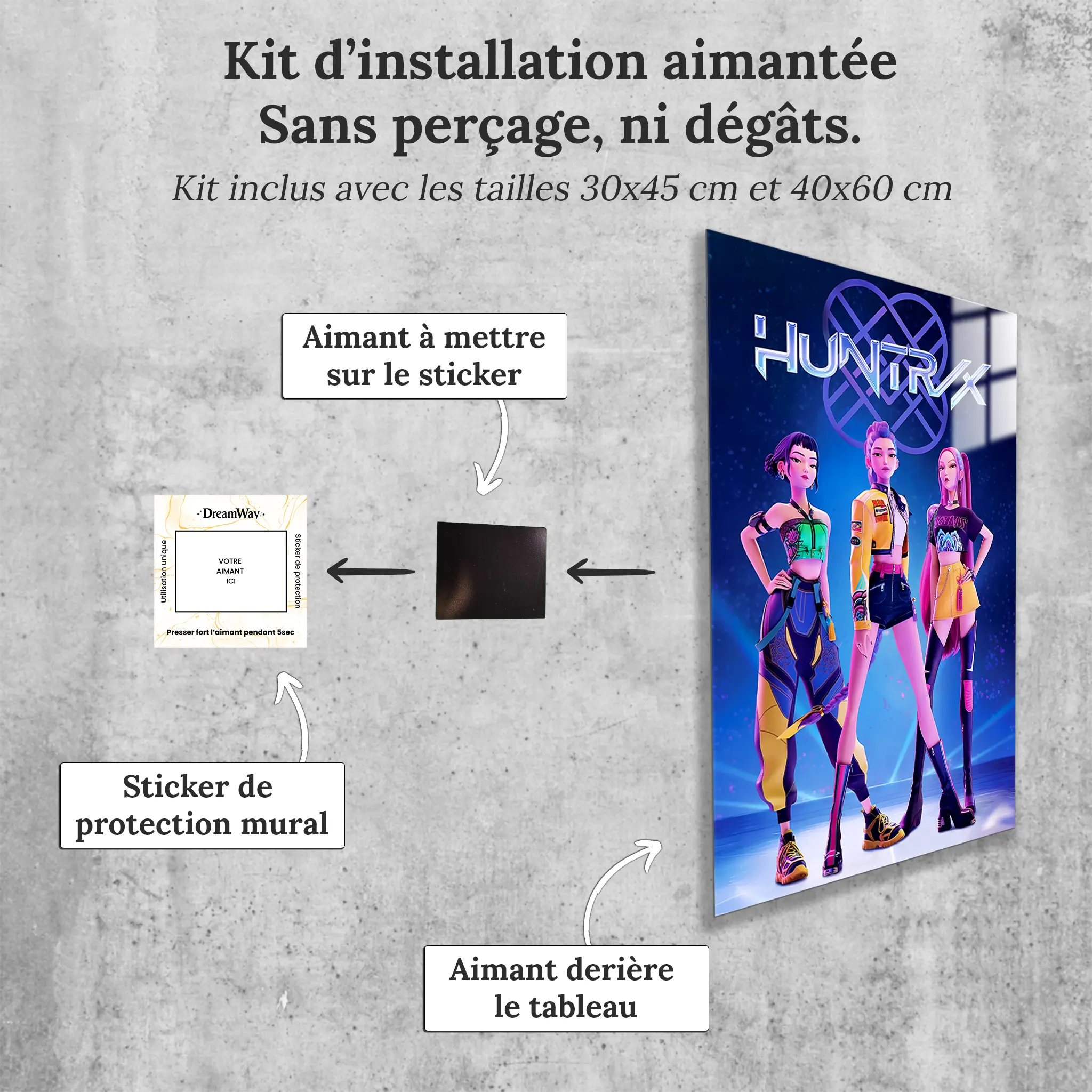 tableau-demon-hunter-huntrix-avec-installation-aimantee | DreamWay