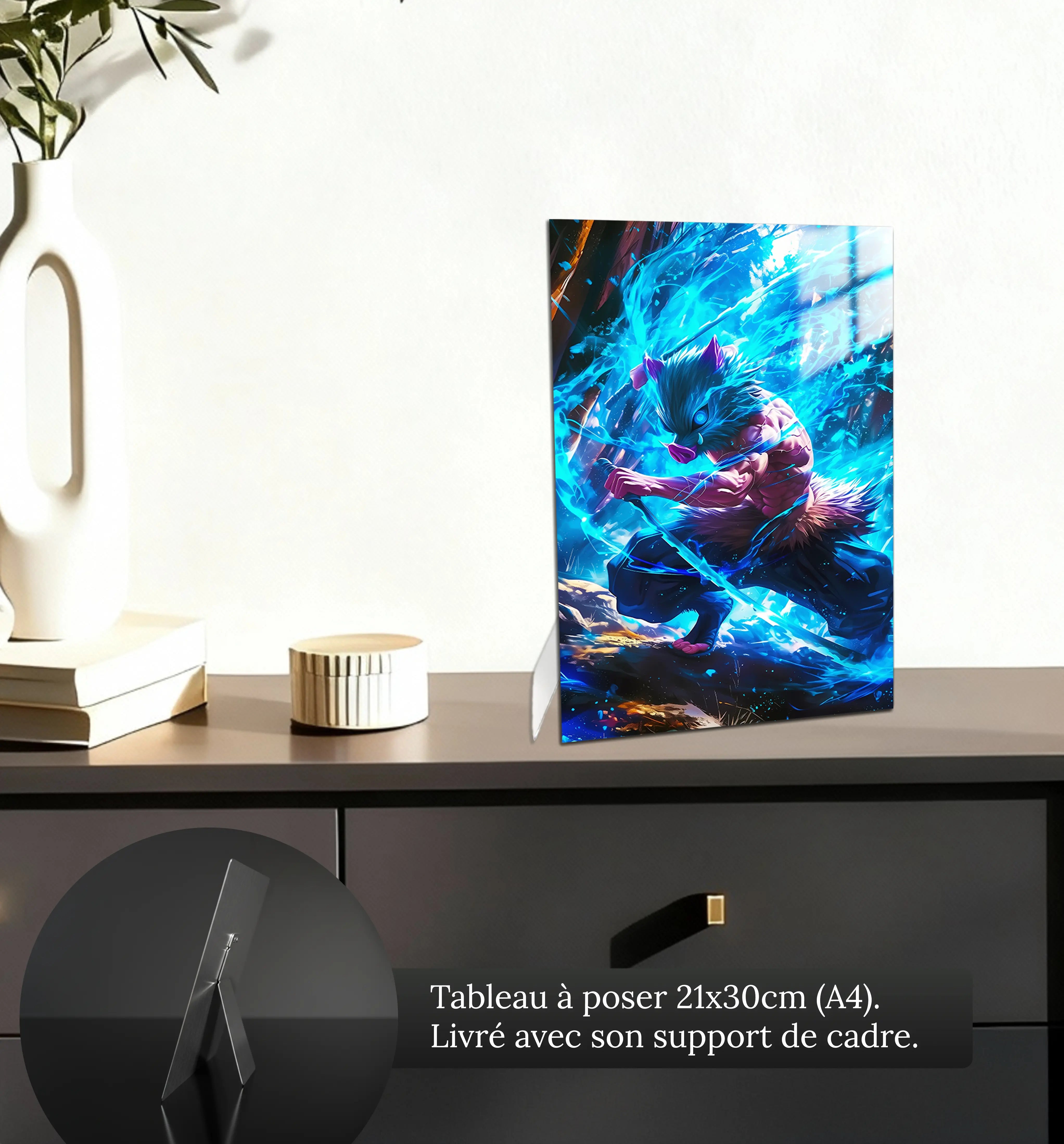 tableau-demon-slayer-Inosuke-flamme-bleu-petit-format-a-poser-sur-meuble | DreamWay