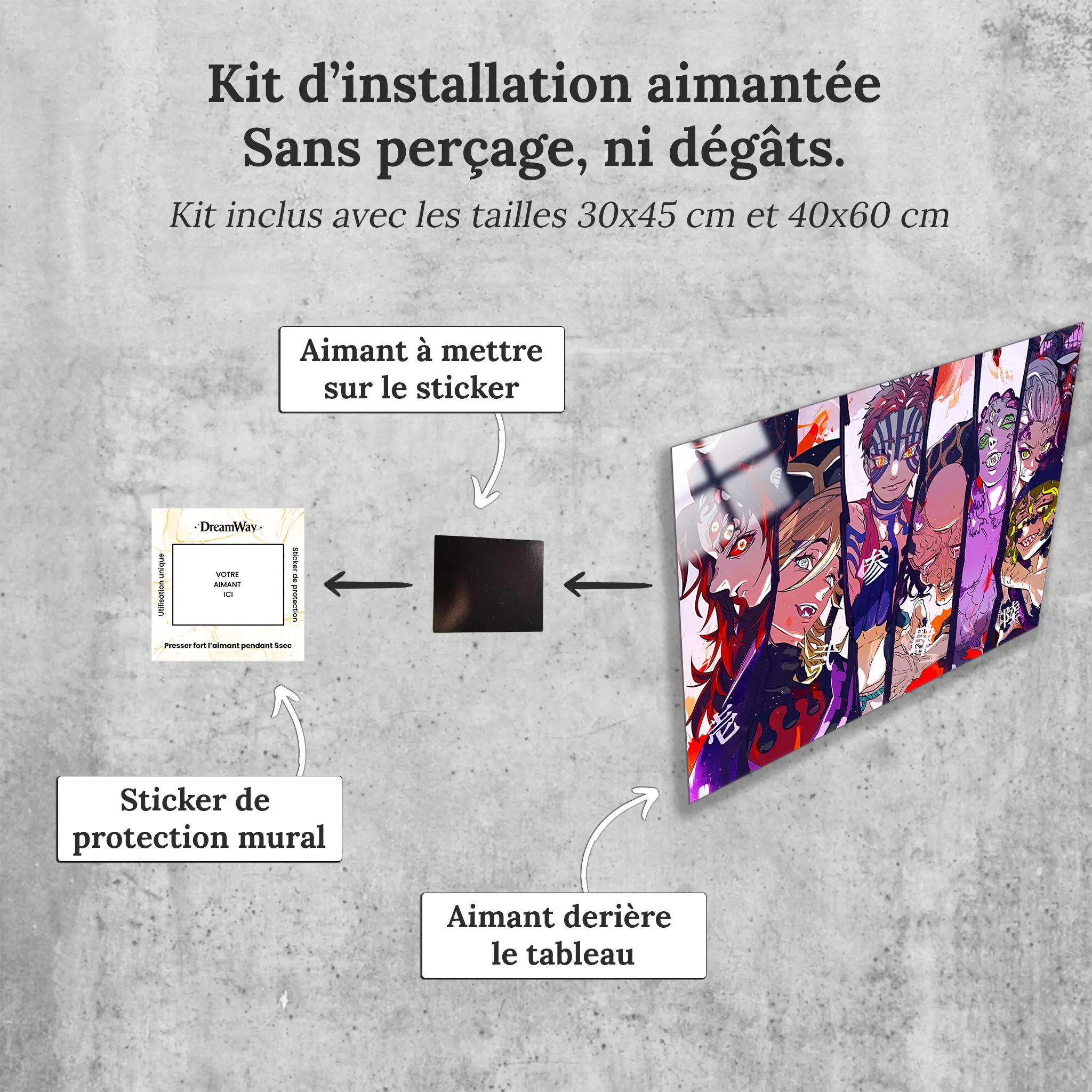tableau-demon-slayer-les-demons-avec-installation-aimantee | DreamWay